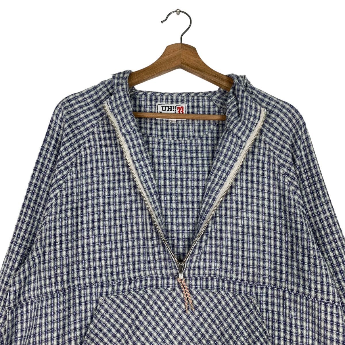 Japanese Brand UH!! LAND 33 Checked Anorak Hoodie Jacket #0829-C37 Size US L / EU 52-54 / 3 - 12 Thumbnail
