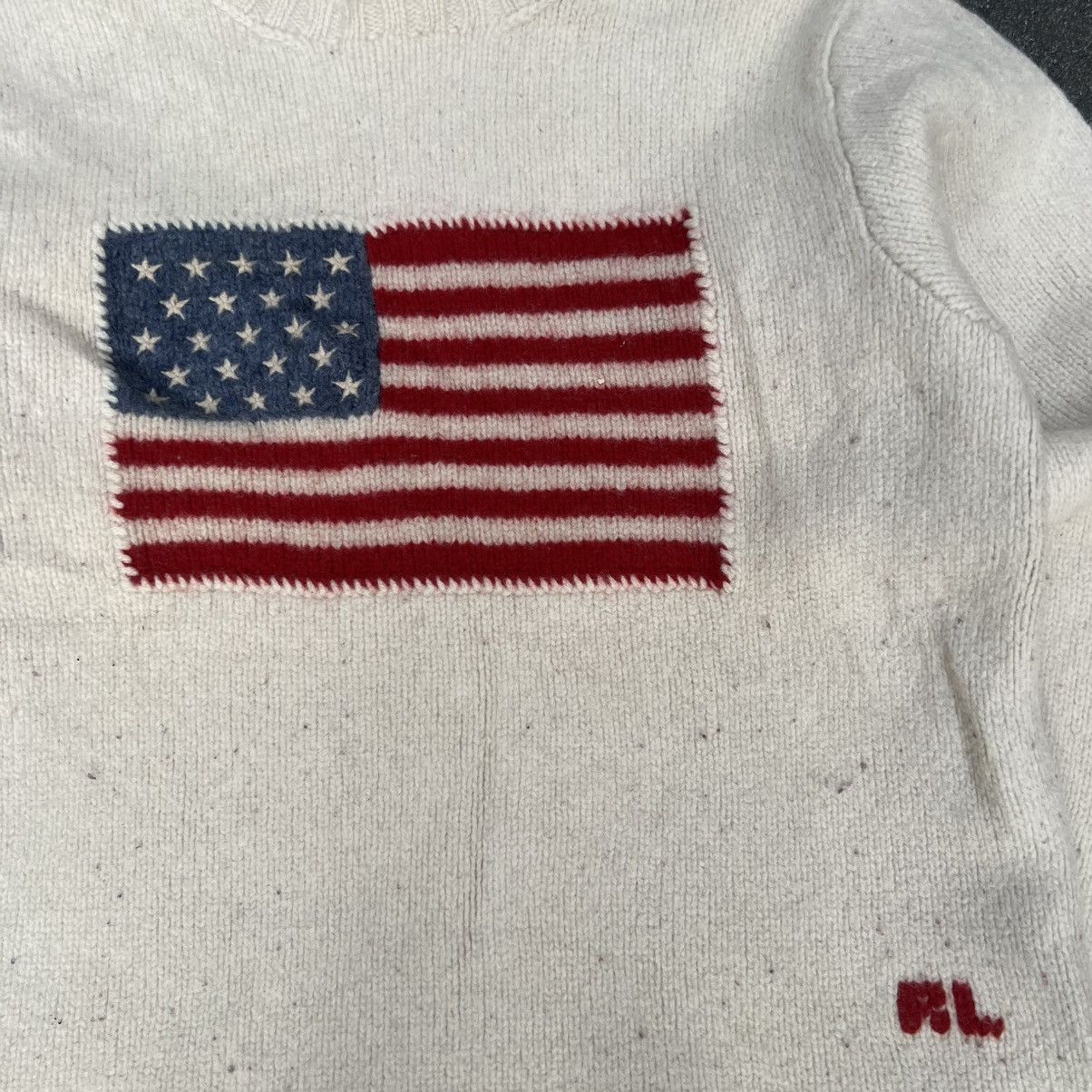 Designer × Polo Ralph Lauren × Vintage Vintage Polo Ralph Lauren American Flag Knit Sweater Size US L / EU 52-54 / 3 - 3 Thumbnail