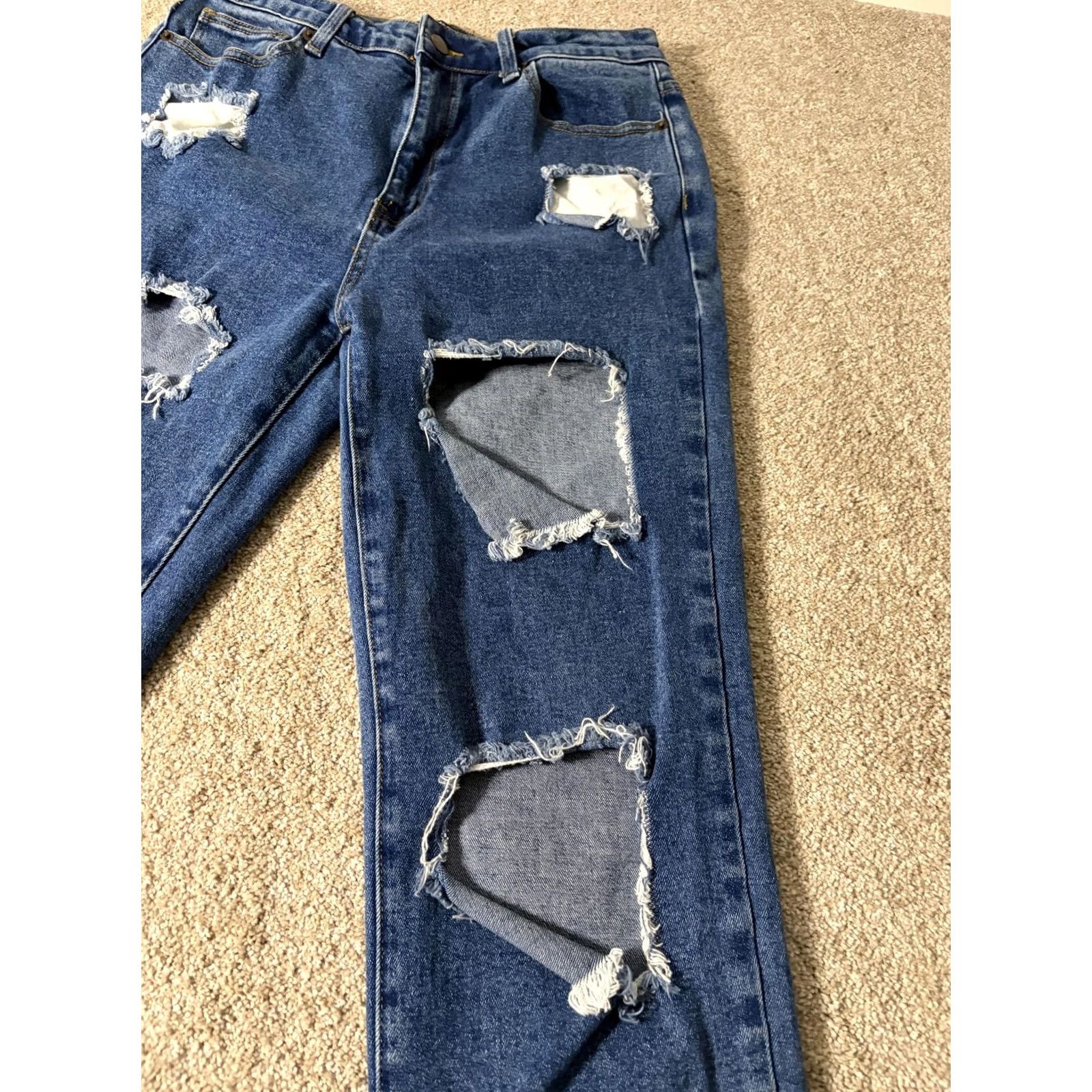 Denime American Bazi Jeans 11 Blue Juniors Distressed Relaxed Straight Denim 28x27 Size 32" / US 10 / IT 46 - 5 Thumbnail