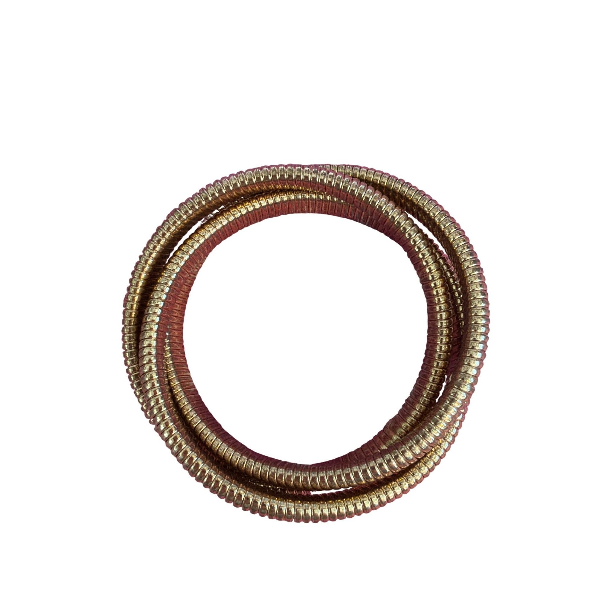 Other Vintage Gold Tone Cobra Coil Bracelet 3 Intertwined Stretch Size ONE SIZE - 3 Thumbnail