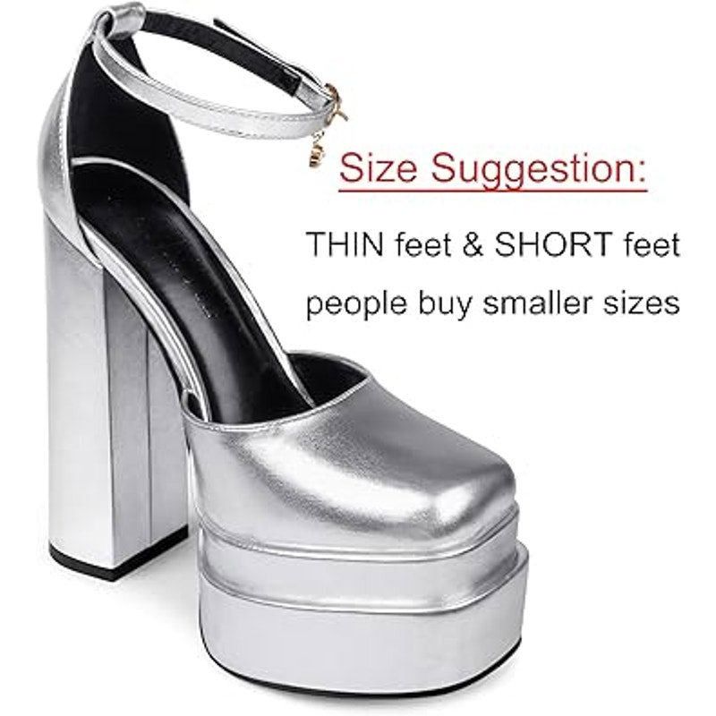 Other Merumote Women's 10 Disco Silver 6.5" Platform Heels Size US 10 / IT 40 - 2 Thumbnail