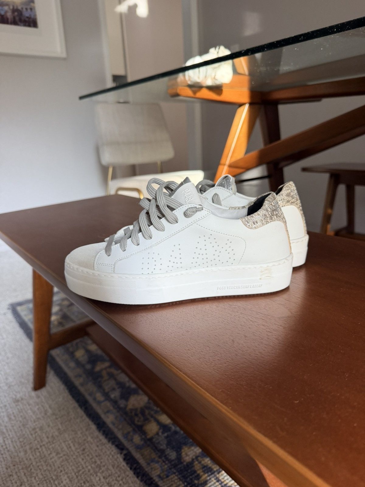 P448 P448 Thea silver snake platform gray white sneaker 36 Size US 6 / IT 36 - 2 Thumbnail