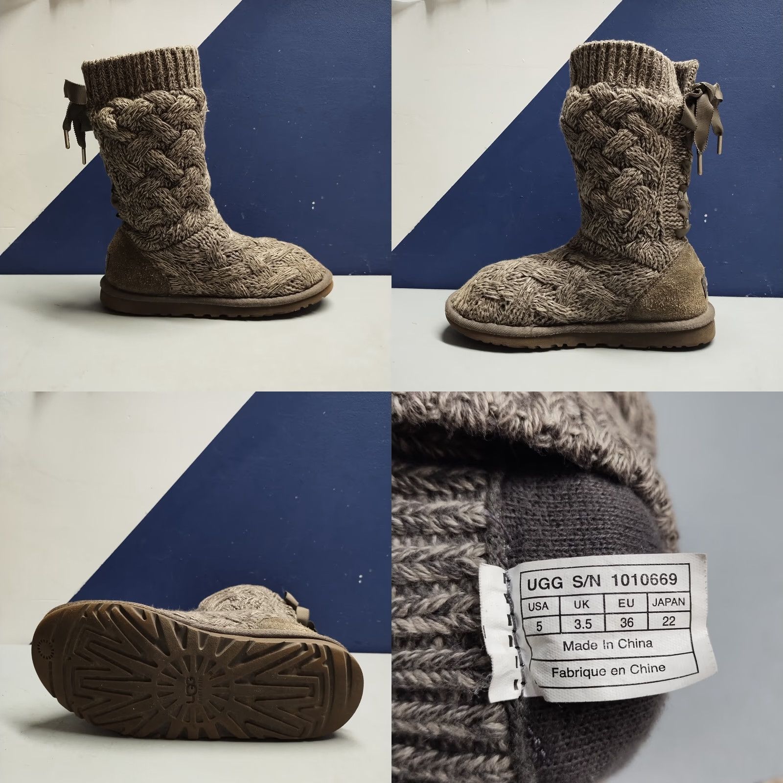 Ugg UGG Australia Isla Knit Boots Womens Size 5 Gray Slip-On Mid Calf Comfort Size US 5 / IT 35 - 8 Thumbnail