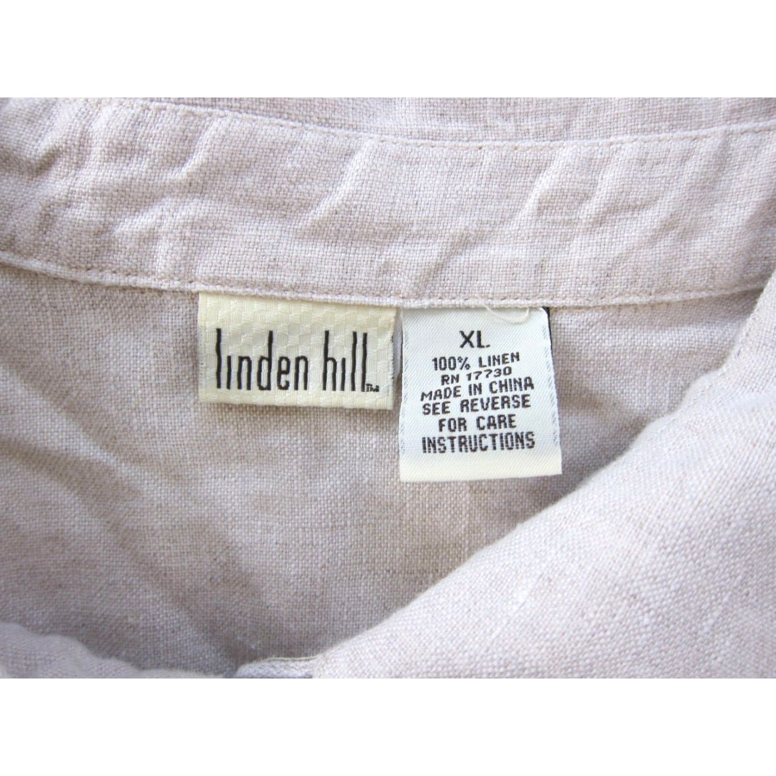 Vintage Linden Hill Blouse 100% Linen Beige Brown Button Down long Sleeve Collared XL Women Size XL / US 12-14 / IT 48-50 - 3 Thumbnail