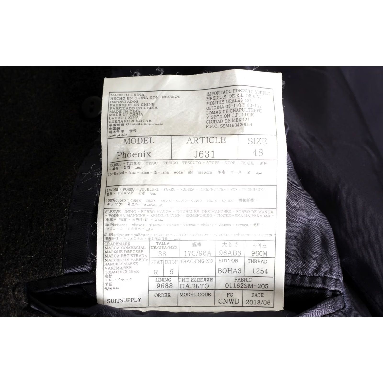 Suitsupply SUITSUPPLY Phoenix Pea Coat Men Size EU 48 Double Breasted Wool MJ6762 Size 48R - 7 Thumbnail