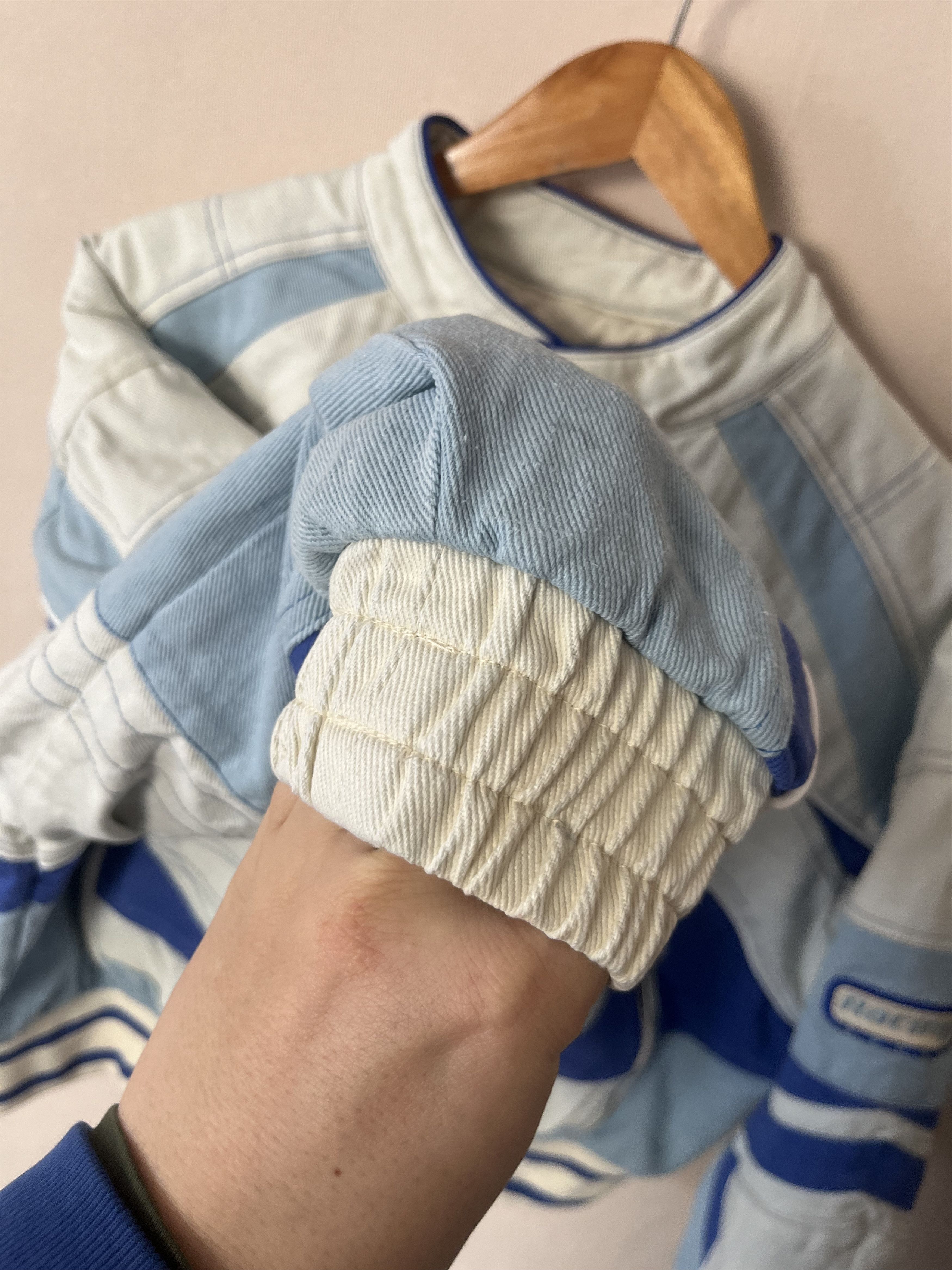 Boohoo Boohooman Racing Bomber Jacket White Blue Size S Size US S / EU 44-46 / 1 - 13 Thumbnail