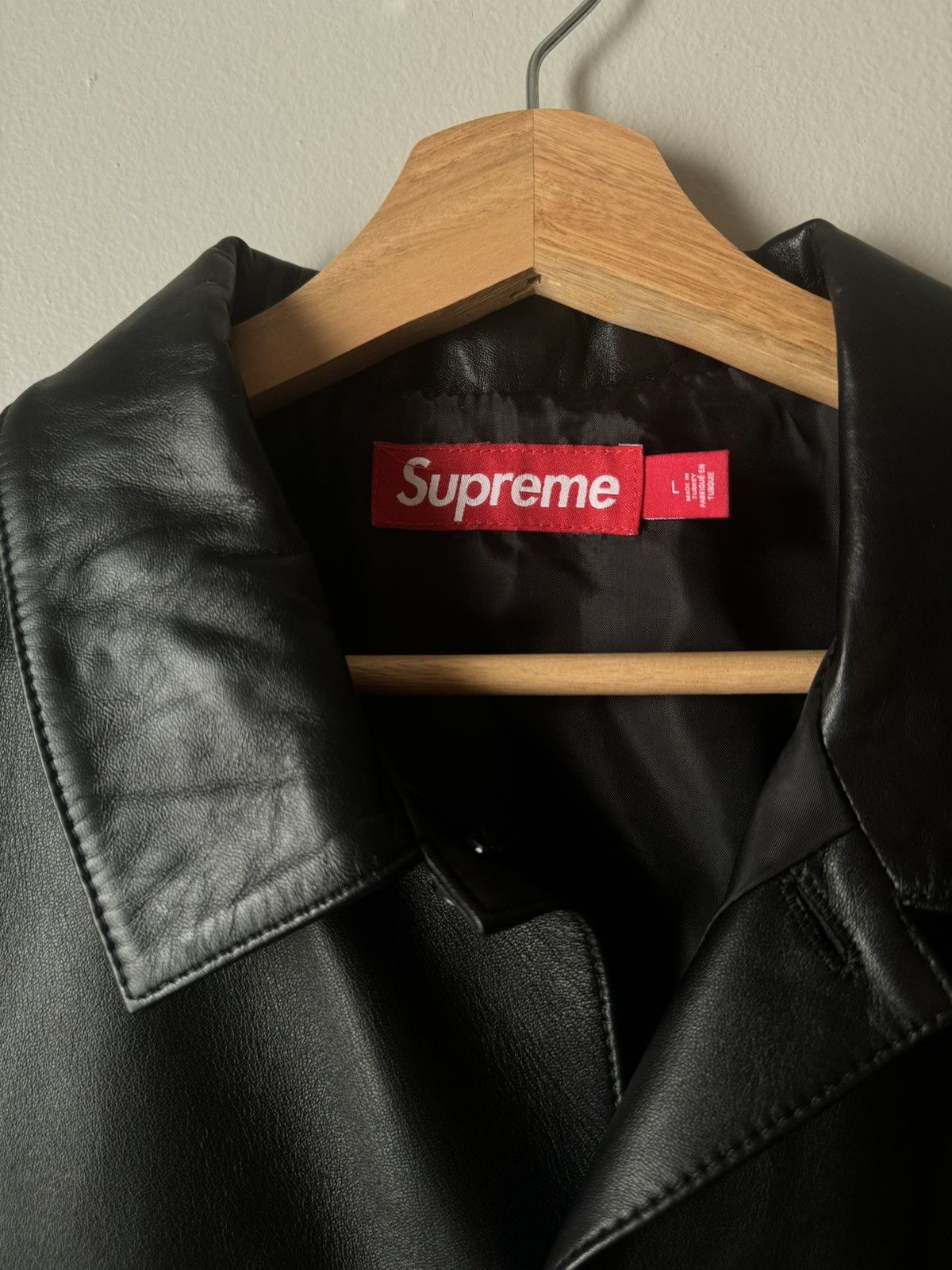 Supreme S/S Leather Work Shirt Black