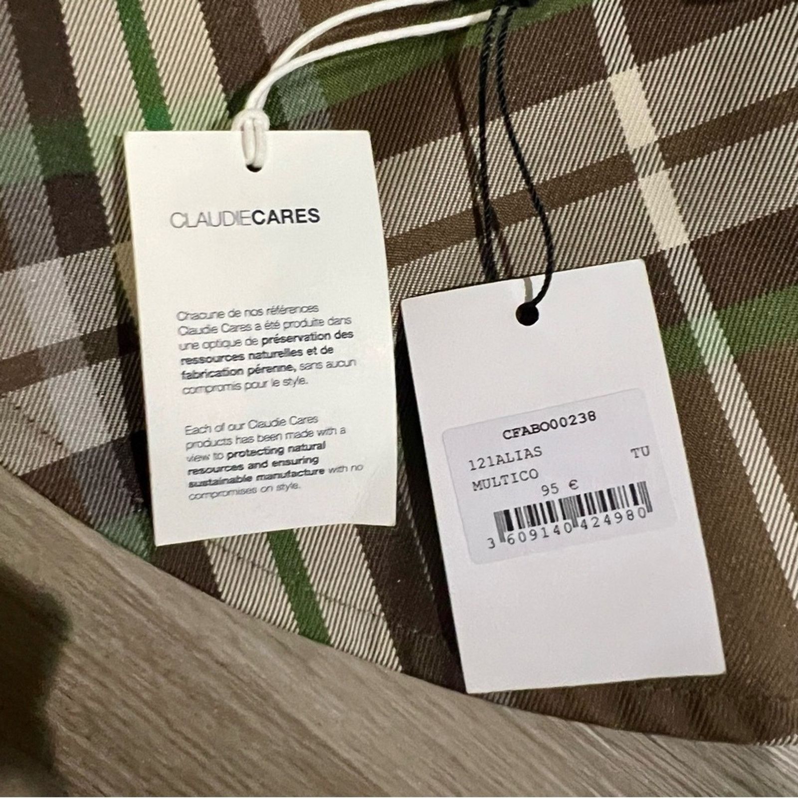 Other NWT Claudie Pierlot Checked Sun Hat Ribbon Tie Wide Brim Size ONE SIZE - 4 Thumbnail