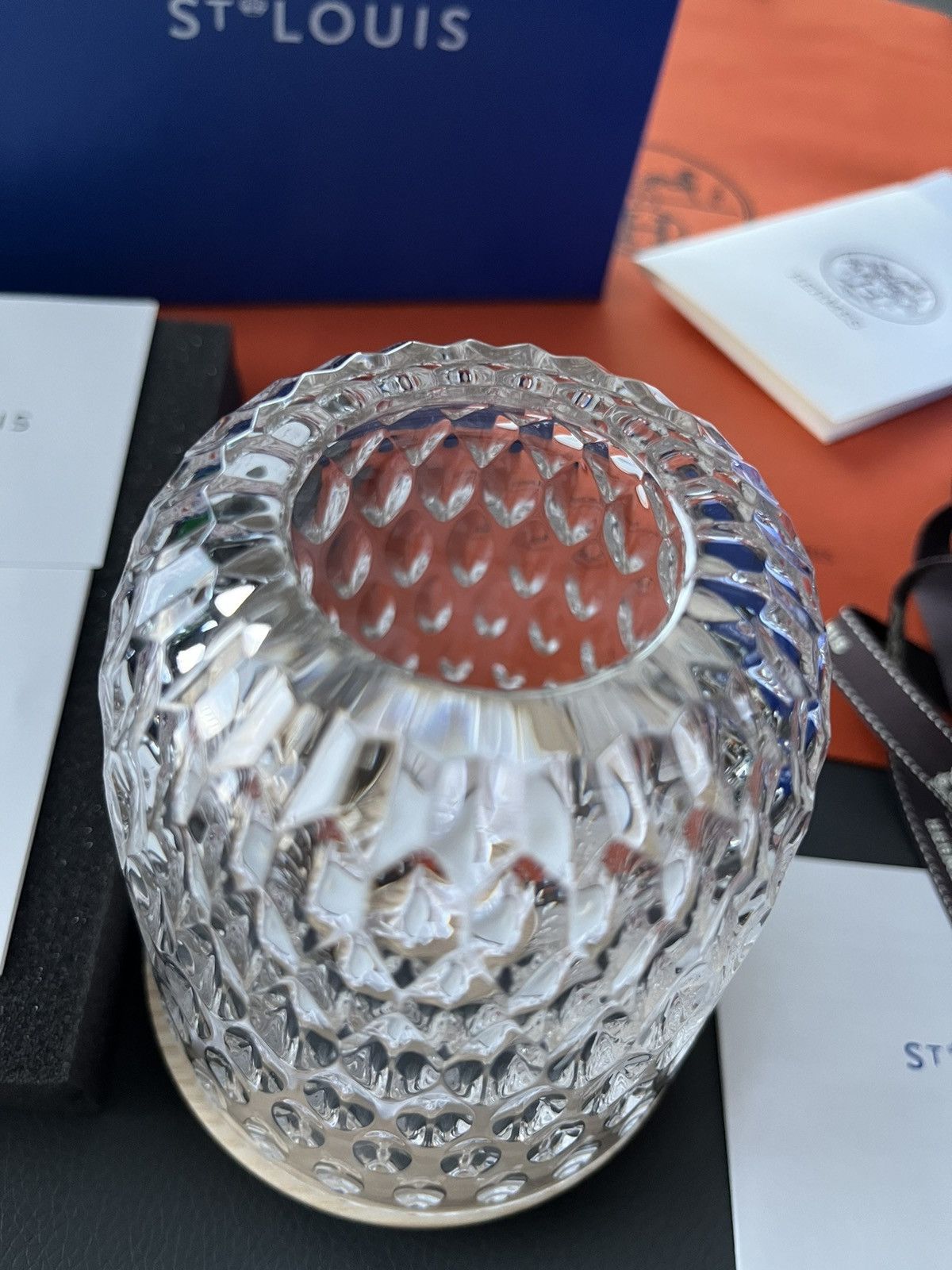 image of Hermes St Louis Crystal Candle Holder Lamp in White, Women's