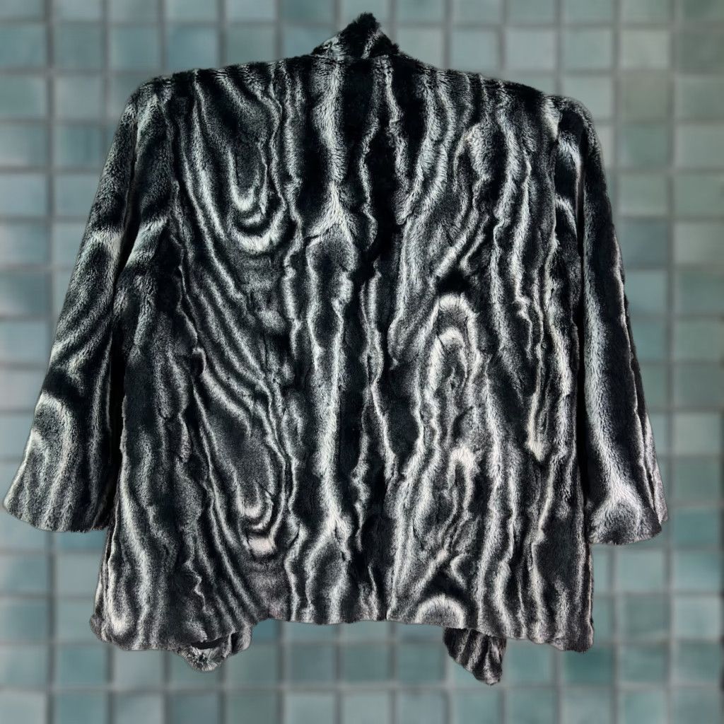 Vintage Alfred Dunner Women Animal Print Faux Fur Open Front Black Jacket 12 Size XL / US 12-14 / IT 48-50 - 1 Thumbnail