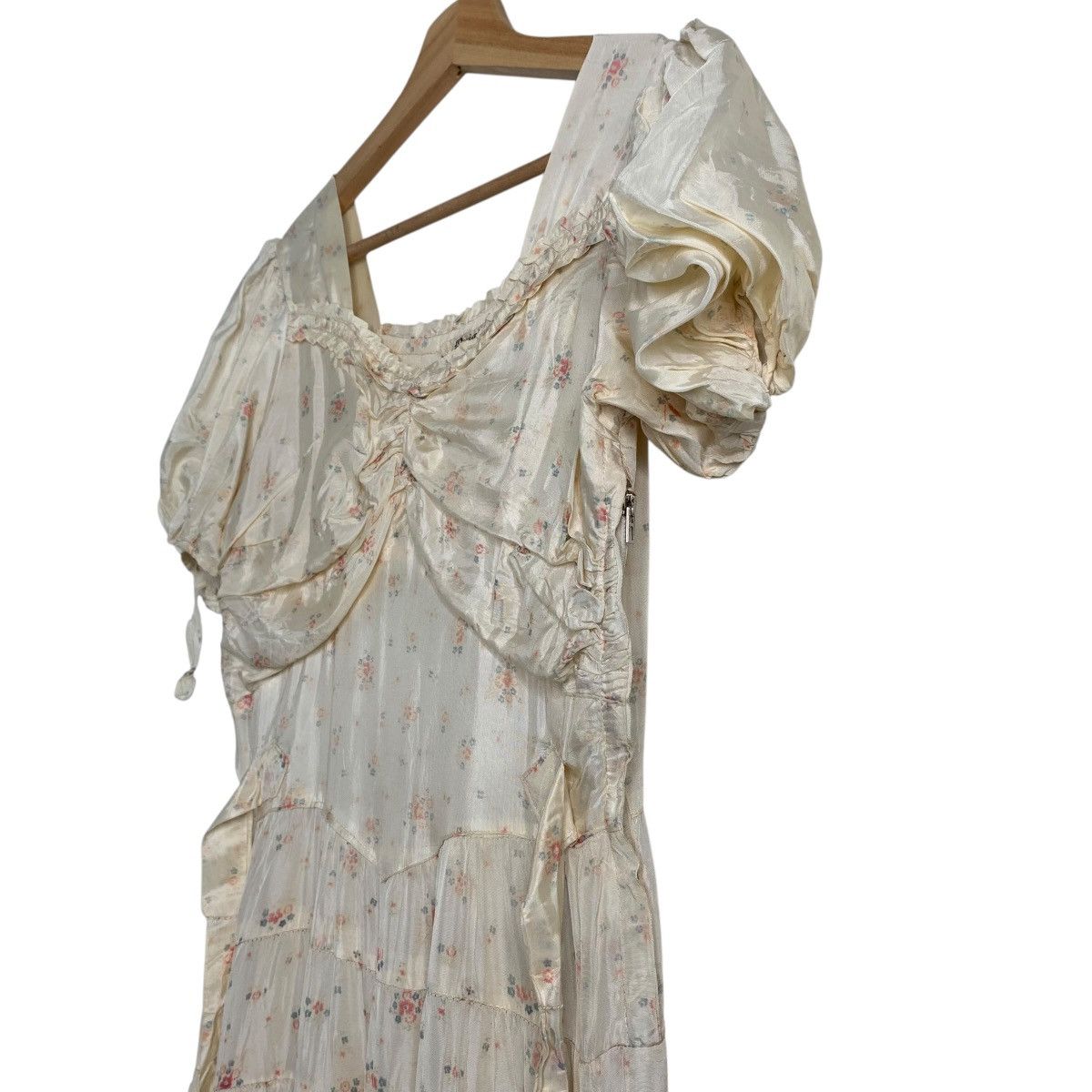 Other Vintage 30s Baby Pink Creme Tiered Puff Sleeve Maxi Dress Size S / US 4 / IT 40 - 8 Thumbnail