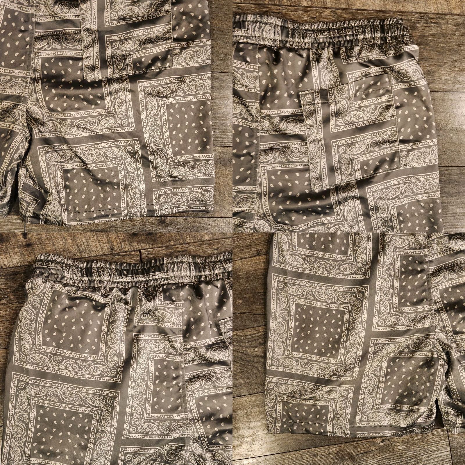 WeSC WeSC Pull On Austin Shorts Mens XL Bandana Paisley Olive Green Drawstring New Size US 36 / EU 52 - 8 Thumbnail