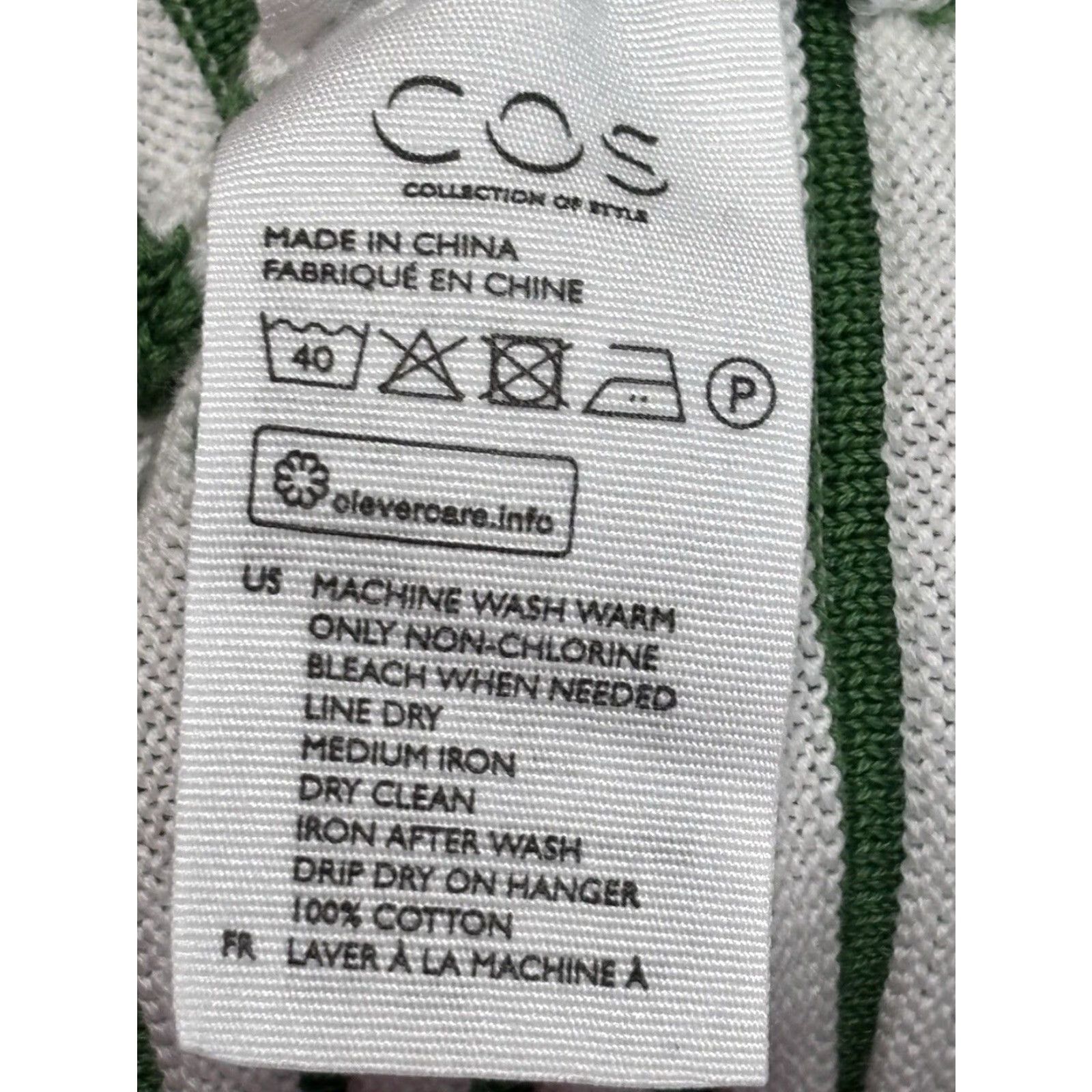Cos COS Green White Striped Boxy Cotton Sweater Women's Large Pullover Size L / US 10 / IT 46 - 8 Thumbnail