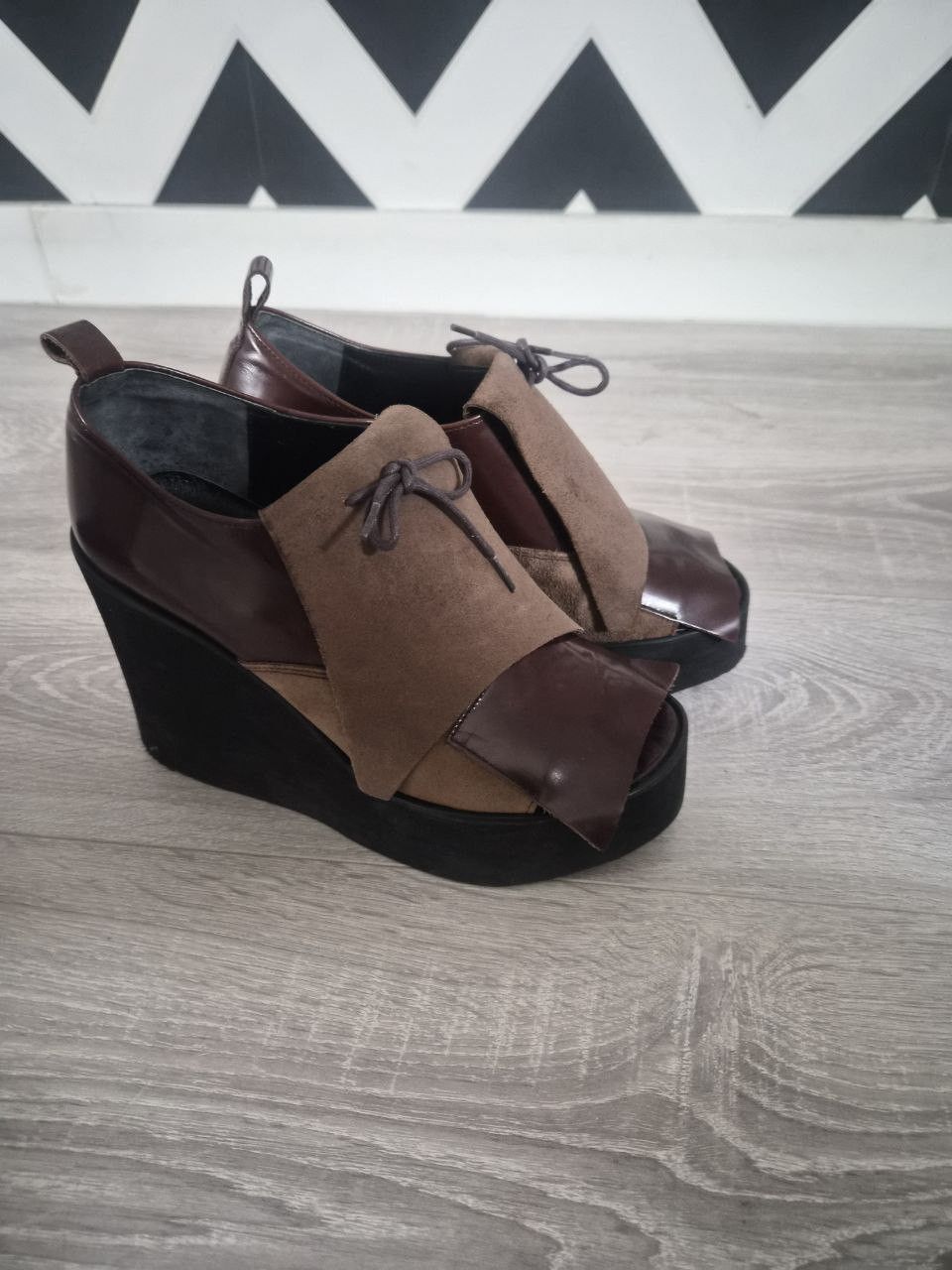 Japanese Brand Koji Kuga RARE Platform Archive 90s Leather Shoes Size US 7.5 / IT 37.5 - 3 Thumbnail