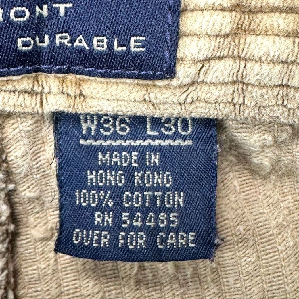 Vintage VINTAGE American Eagle Corduroy Pants Mens 36X30 Tan 90s Y2K Chunky Pleated Logo Pants Mens Large Brown 36X30 Mens Size US 36 / EU 52 - 5 Thumbnail