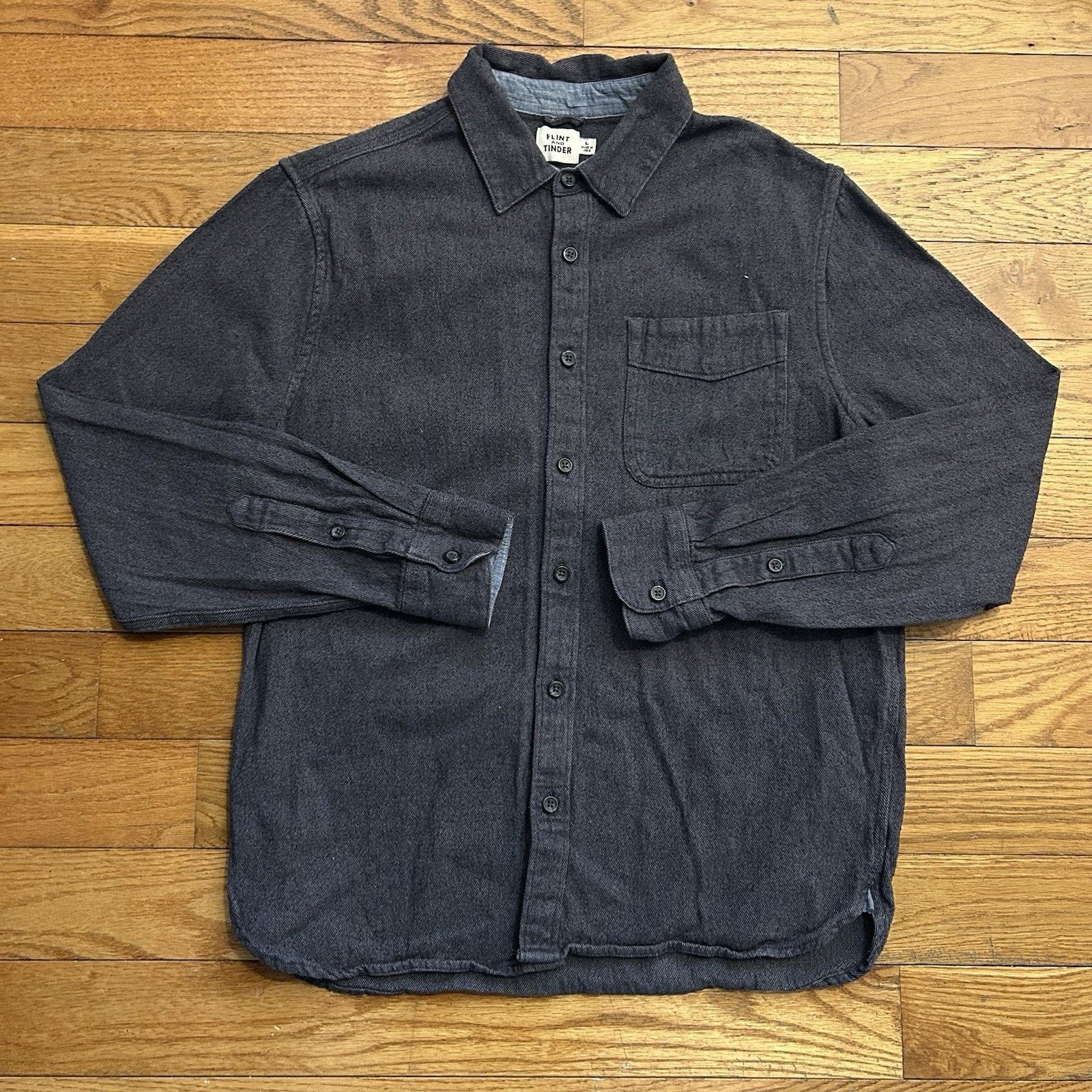 Flint And Tinder Flint And Tinder Grey Denim Button Up Work Shirt Large Size US L / EU 52-54 / 3 - 1 Thumbnail