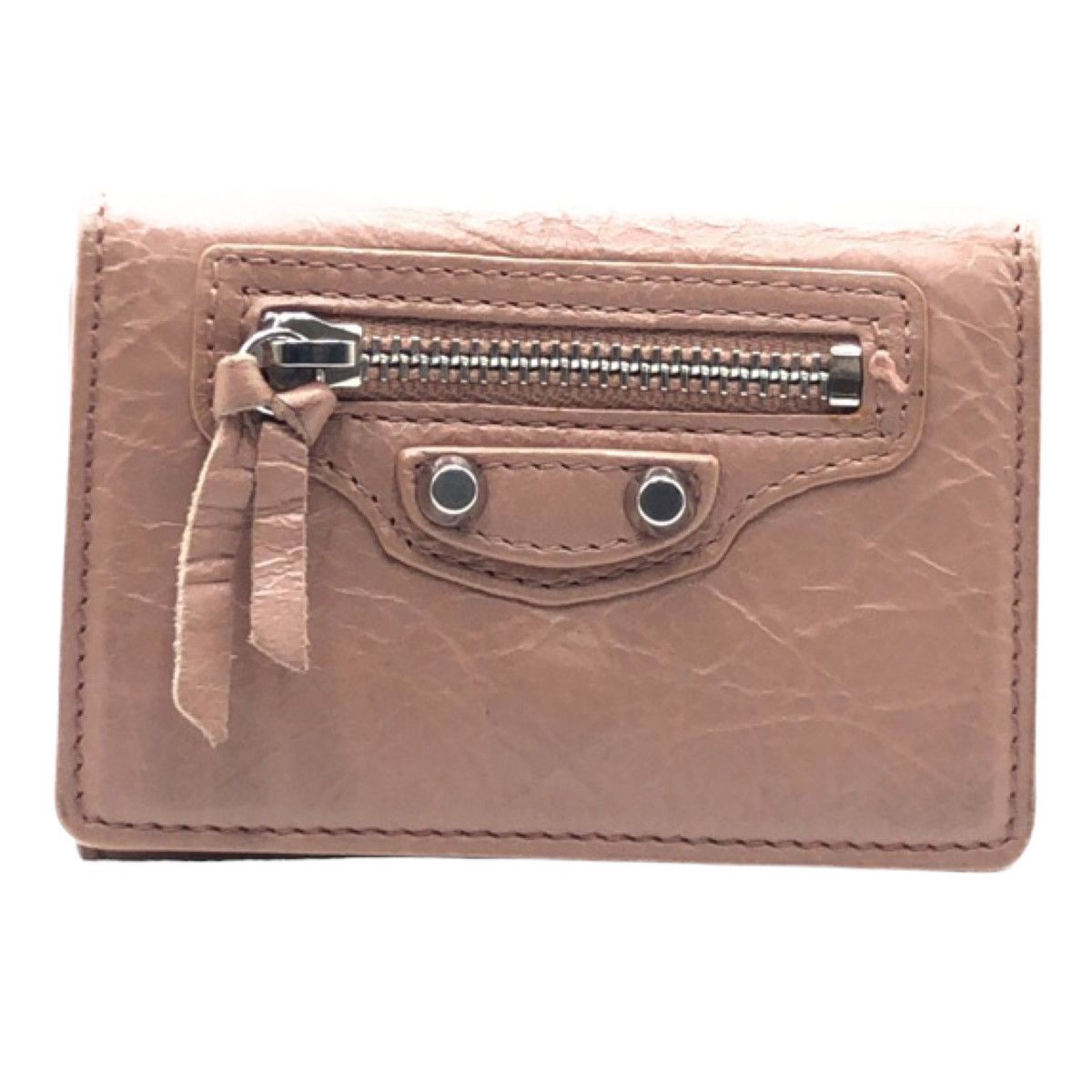 Balenciaga Balenciaga Balenciaga Classic Mini Wallet Pink Beige Lambskin Leather Short Wallet 477455-6345-Y-203437 in Very Good Condition Size ONE SIZE - 1 Thumbnail