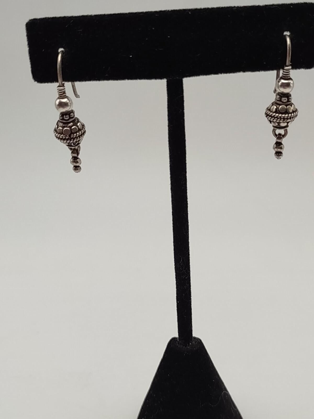 The Unbranded Brand Sterling Silver Bali Bead Dangle Earrings 925 Size ONE SIZE - 1 Thumbnail