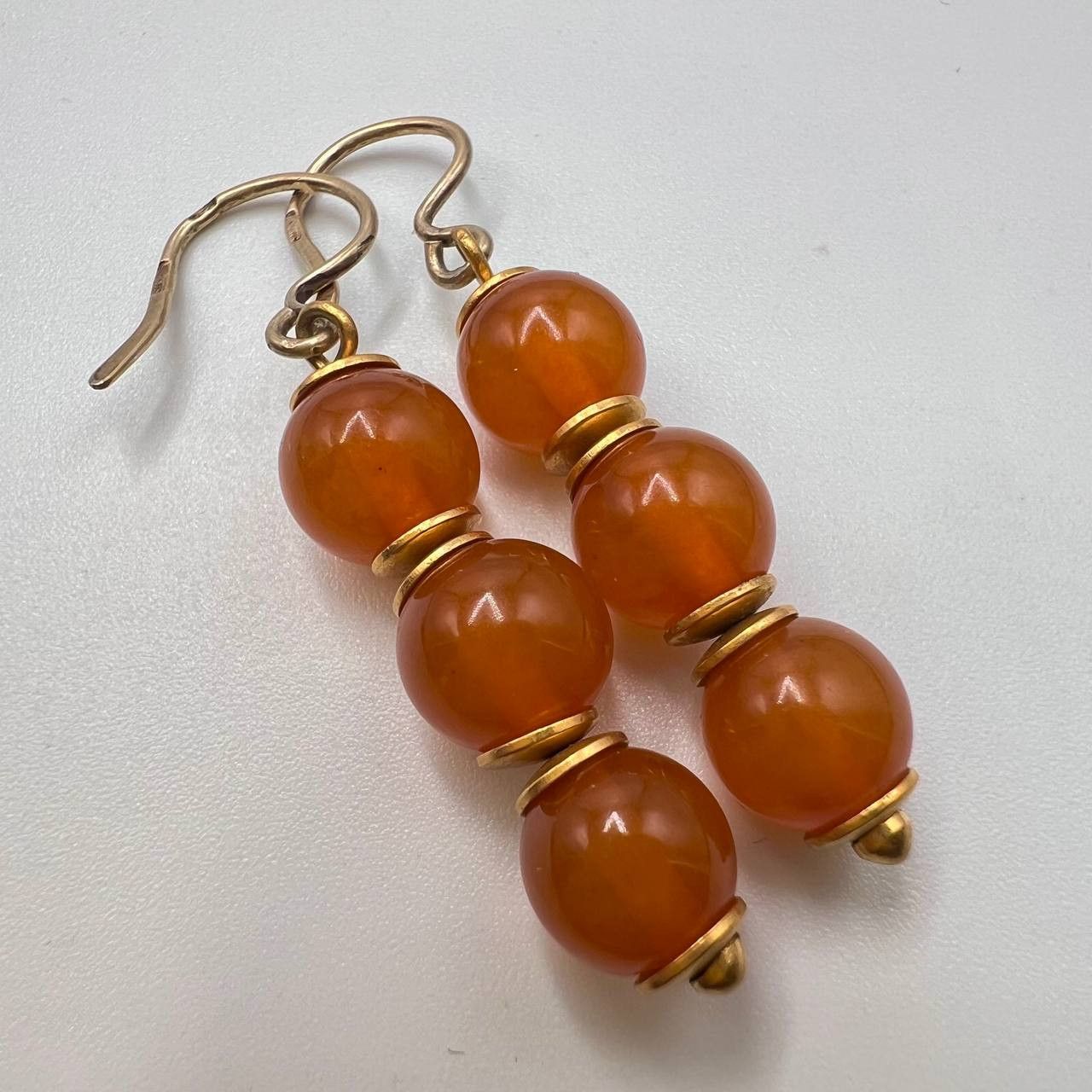 Jewelry Vintage USSR Earrings Gold Plated Silver 875 Baltic Amber Size ONE SIZE - 5 Thumbnail