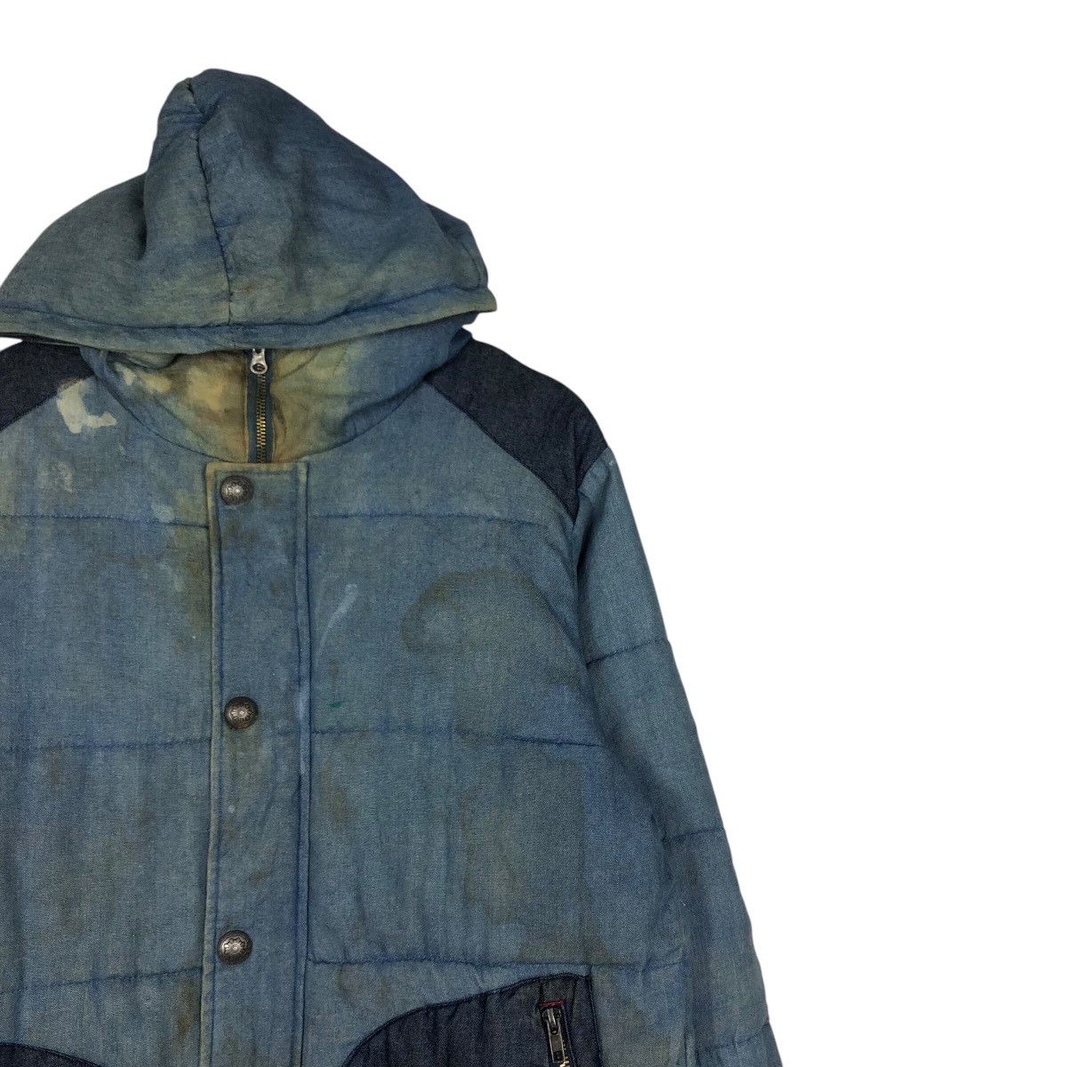 Blue Blue Japan 📌Vintage Denim Chore Biker Jacket Roky Indigo Zipper Size US L / EU 52-54 / 3 - 7 Thumbnail