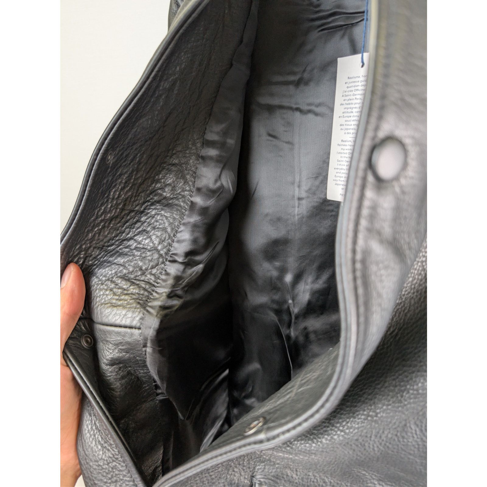 Officine Generale o1rshd1 Dafoe Bomber Grained Leather Jacket in Black Size US M / EU 48-50 / 2 - 10 Thumbnail
