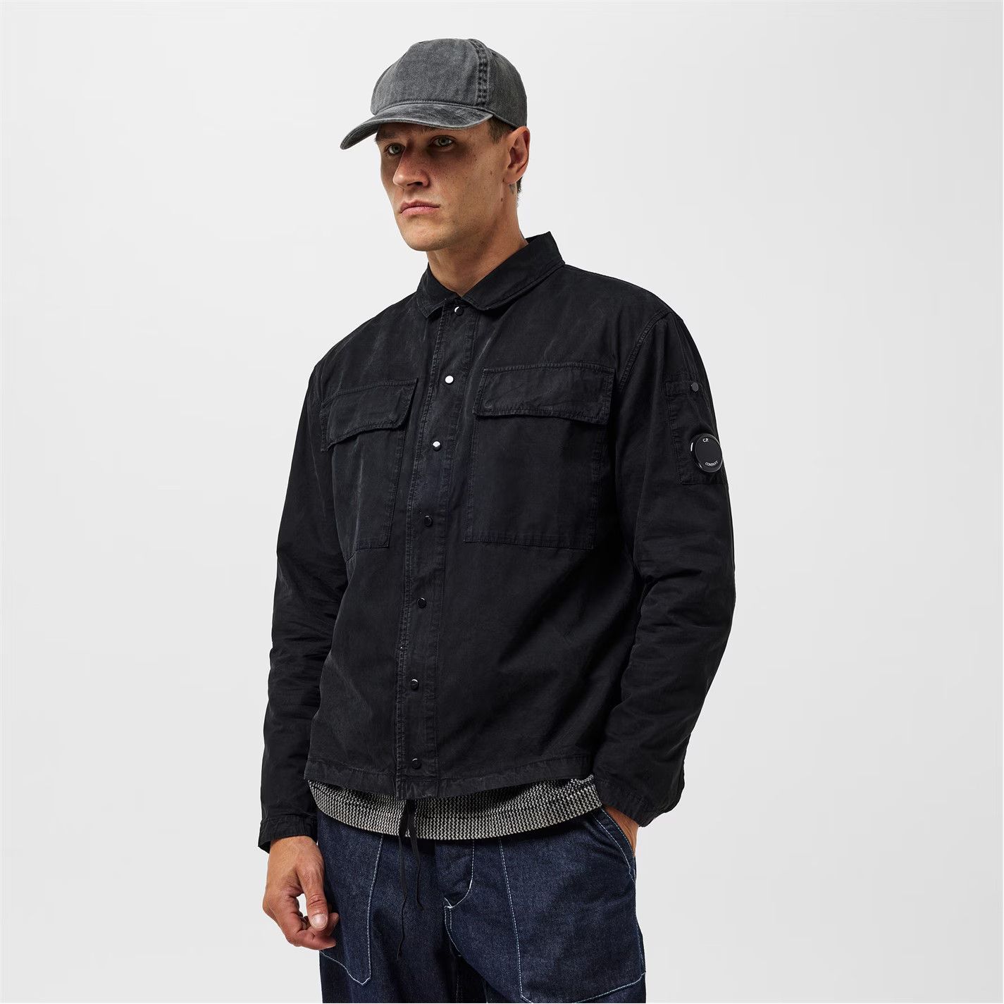 C.P. Company o1g2r1mq0426 Multi-Pocket Classic Fit Overshirt in Black Size US M / EU 48-50 / 2 - 2 Thumbnail