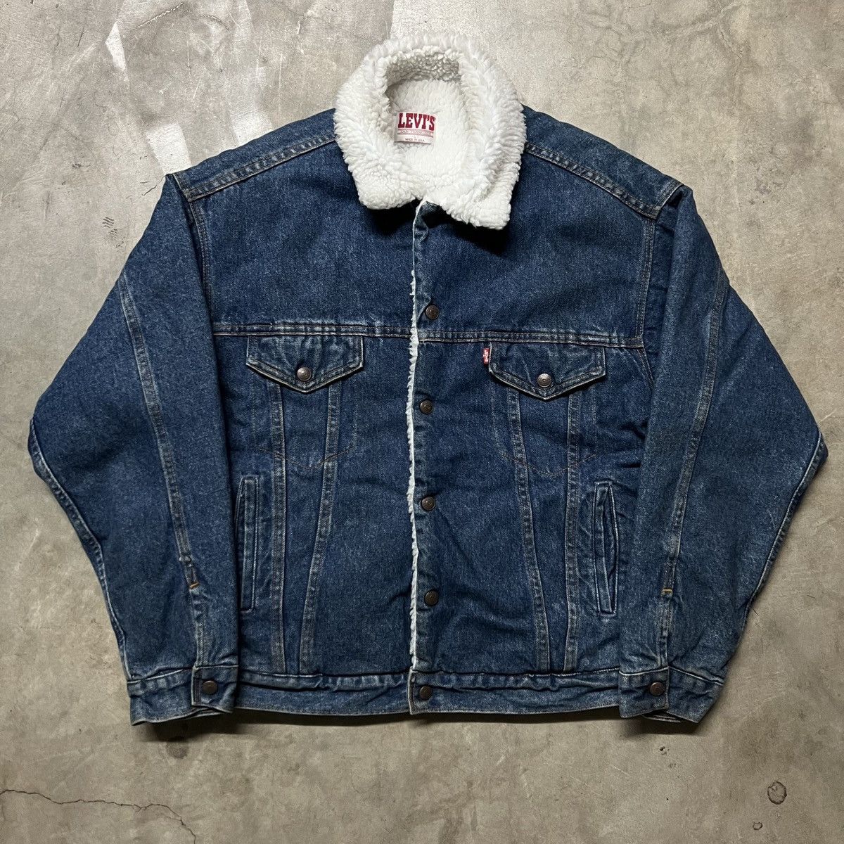Levi's × Levi's Vintage Clothing × Vintage Vintage 80’s Levi’s 🇺🇸 Sherpa-Lined Denim Trucker Jacket Size US L / EU 52-54 / 3 - 1 Thumbnail