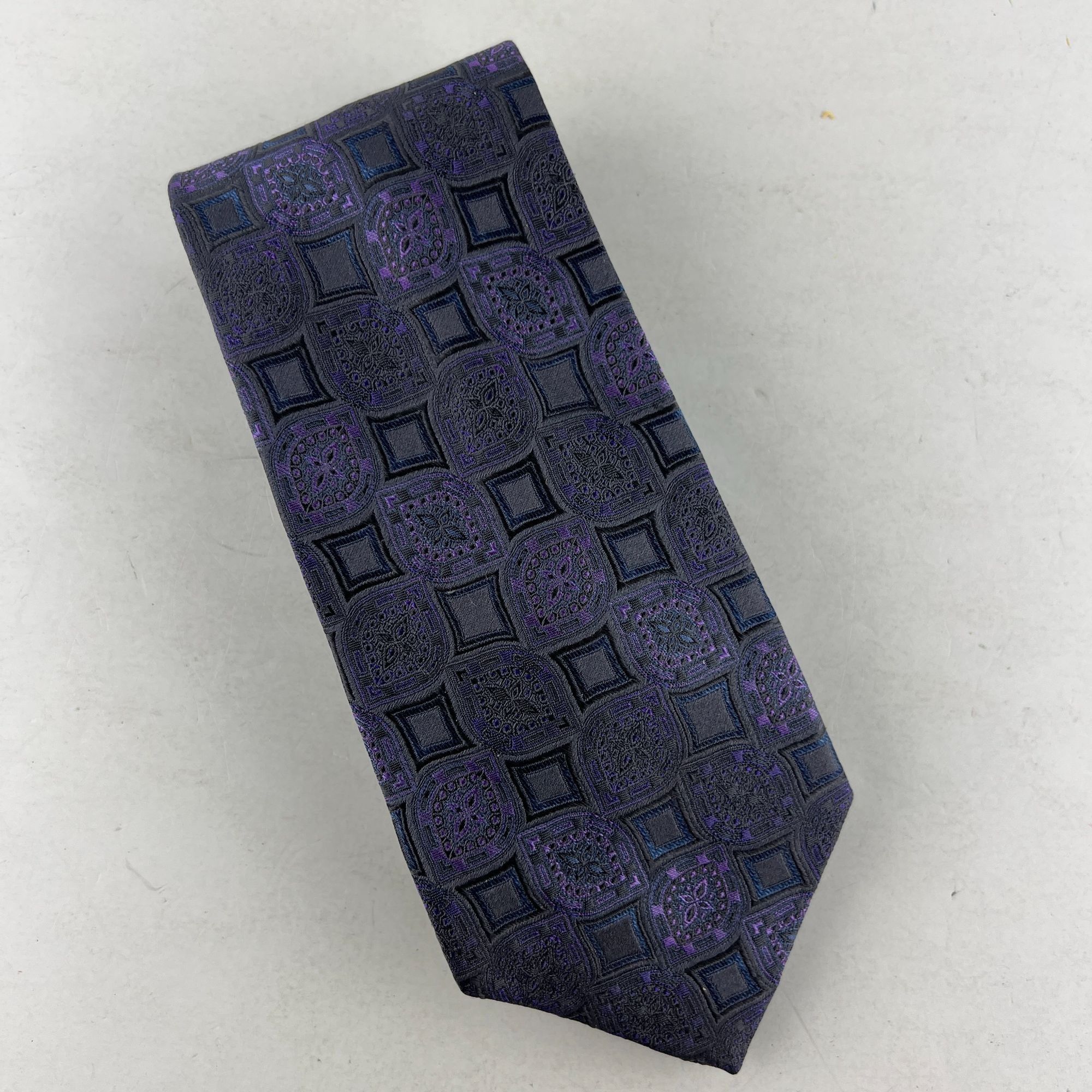 Croft & Barrow Croft & Barrow Purple Square Design Necktie Tie Silk Size ONE SIZE - 1 Thumbnail
