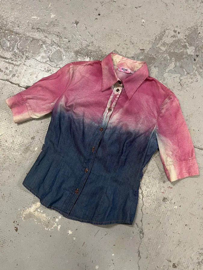 Moschino × Vintage 2000s Moschino Gradient Pink & Blue Shortsleeve Shirt Size S / US 4 / IT 40 - 2 Thumbnail