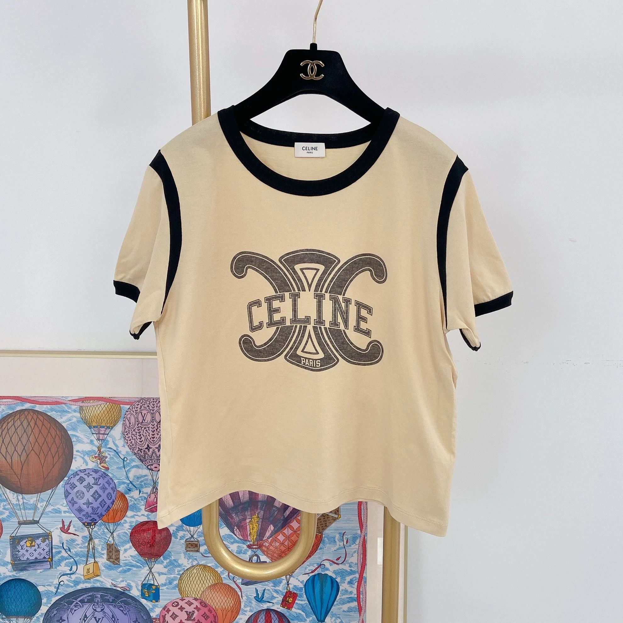 CELINE Triomphe color block logo short-sleeve L