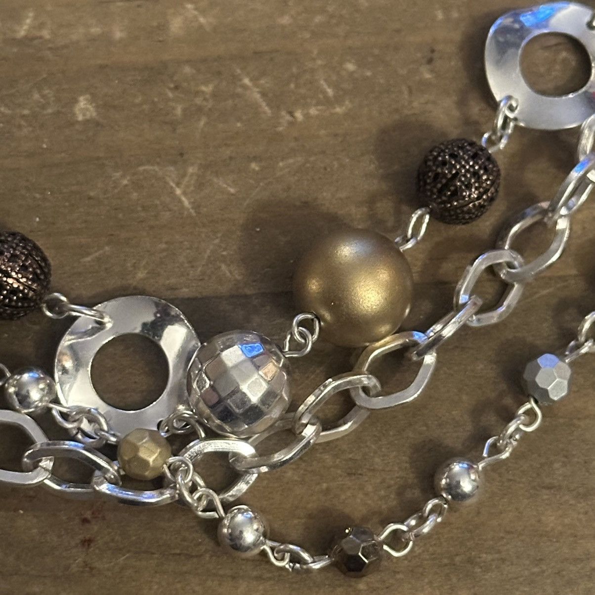 Other Silver tone multi chain stationed bead necklace & earrings Size ONE SIZE - 3 Thumbnail