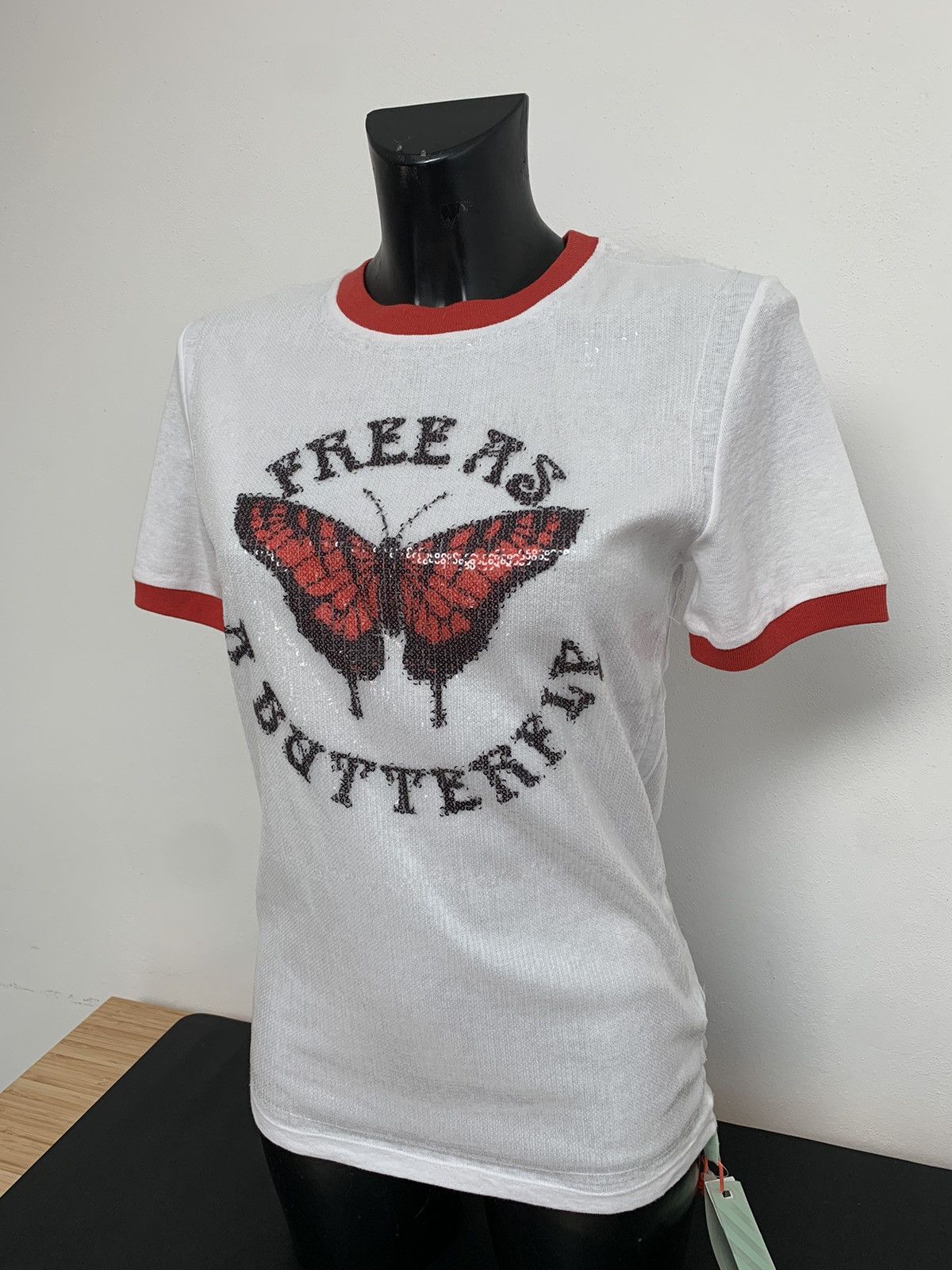 Payette Off-White Small Glitter Butterfly T-Shirt White
