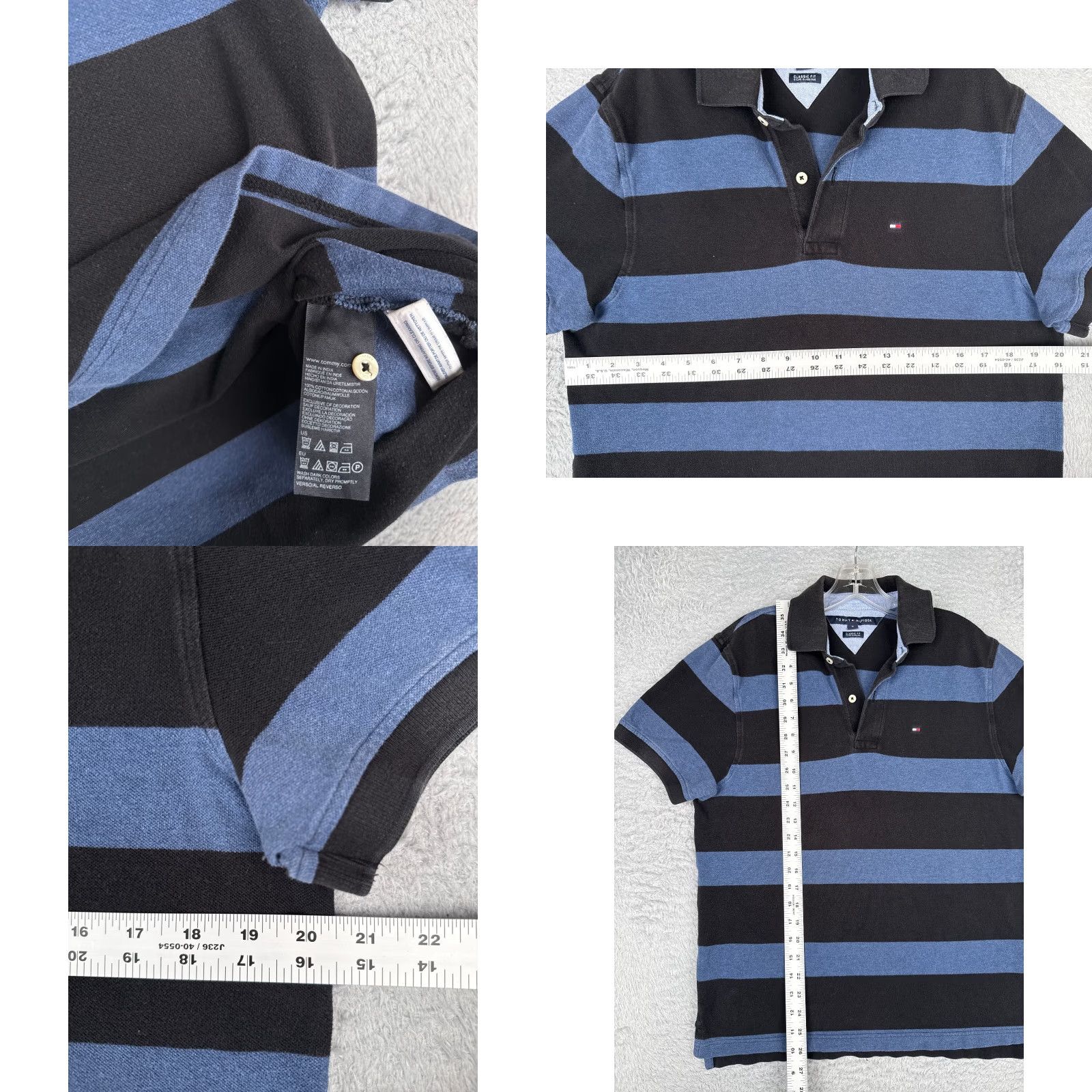 Tommy Hilfiger Tommy Hilfiger Polo Shirt Men Medium Blue Black Stripe Slim 100% Cotton Polo Shirt Slim Men Blue Stripe 100% Cotton TH (Regular) Size US M / EU 48-50 / 2 - 8 Thumbnail