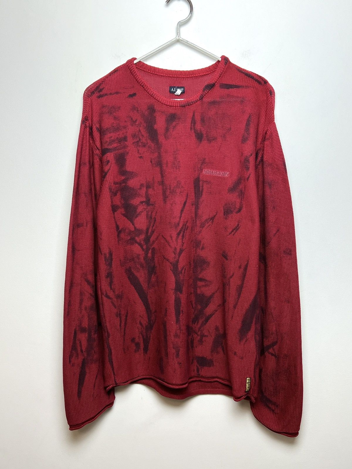 image of 1 Of 1 x Giorgio Armani Armani Y2K Tie Dye Vintage Sweater in Burgundy, Men's (Size Large)