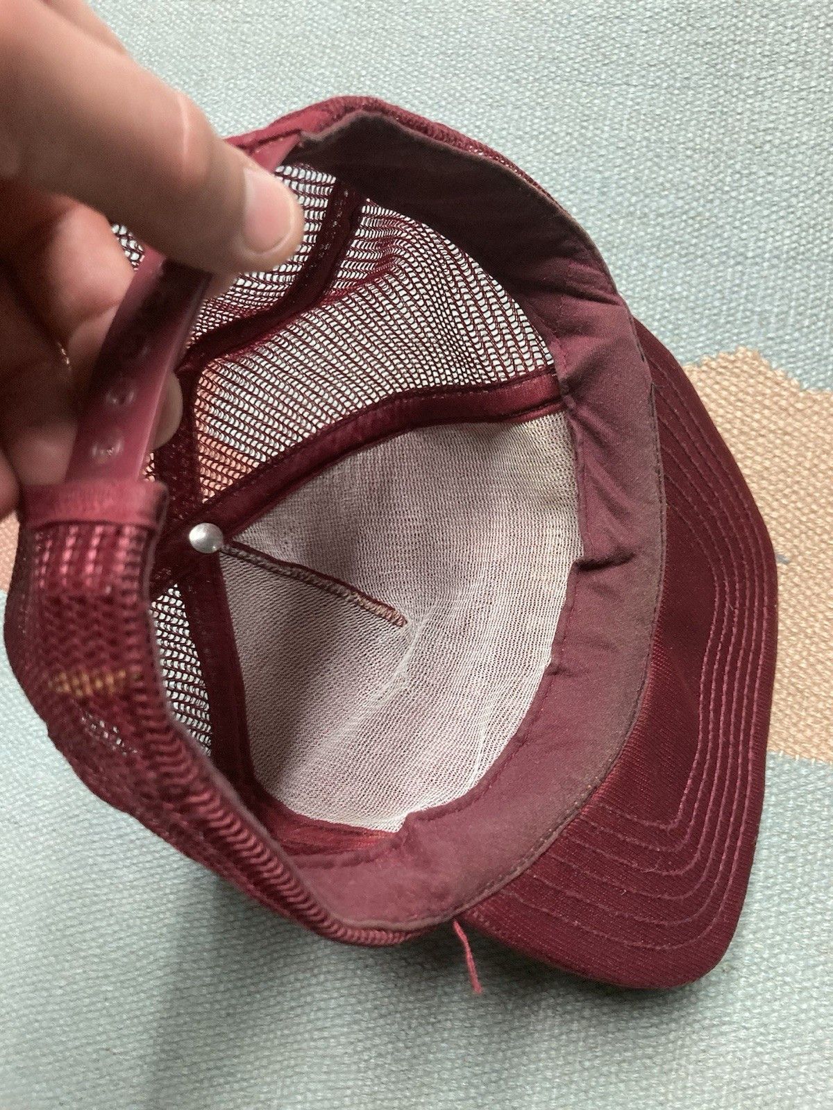 Vintage 80s trucker hat US brick worth looking at puff print maroon Size ONE SIZE - 6 Thumbnail