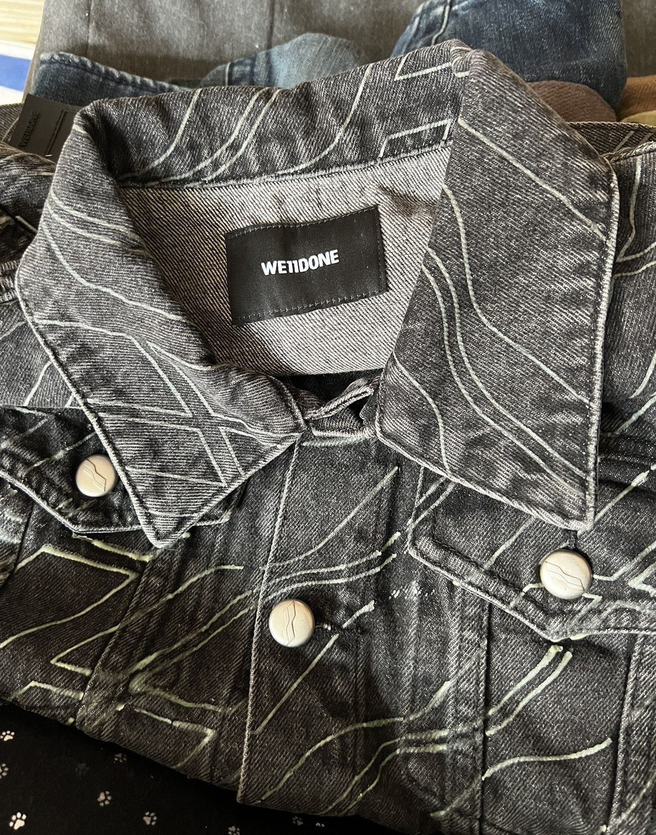 WE11DONE WE11DONE GLOW IN THE DARK LOGO PATTERN DENIM JACKET Size US M / EU 48-50 / 2 - 2 Thumbnail