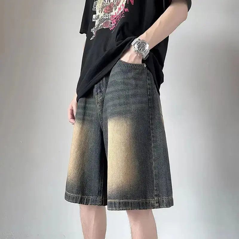 Japanese Brand Retro straight leg wide leg denim shorts Size US 32 / EU 48 - 1 Thumbnail