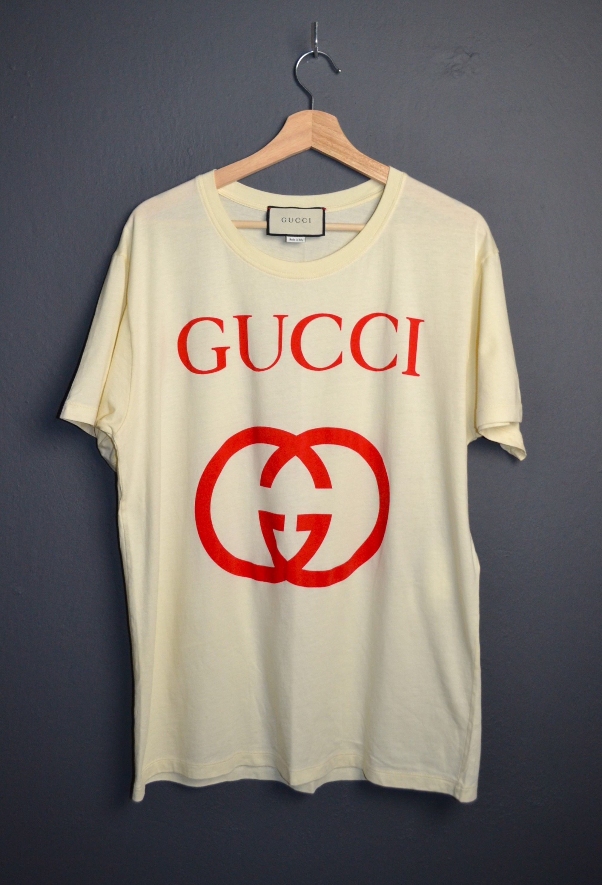 Gucci Gucci Oversized GG Interlocking Print Cream Yellow T-shirt M Size US M / EU 48-50 / 2 - 1 Thumbnail