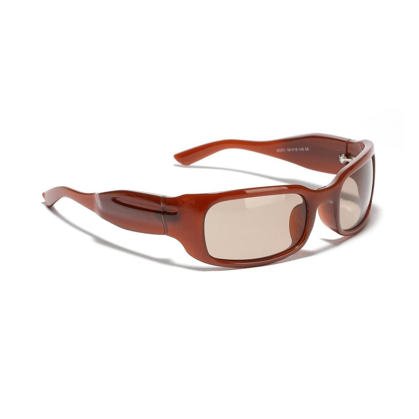 Japanese Brand Vtg Y2k Avant Garde Futuristic Caramel Rectangle Sunglasses Size ONE SIZE - 4 Thumbnail