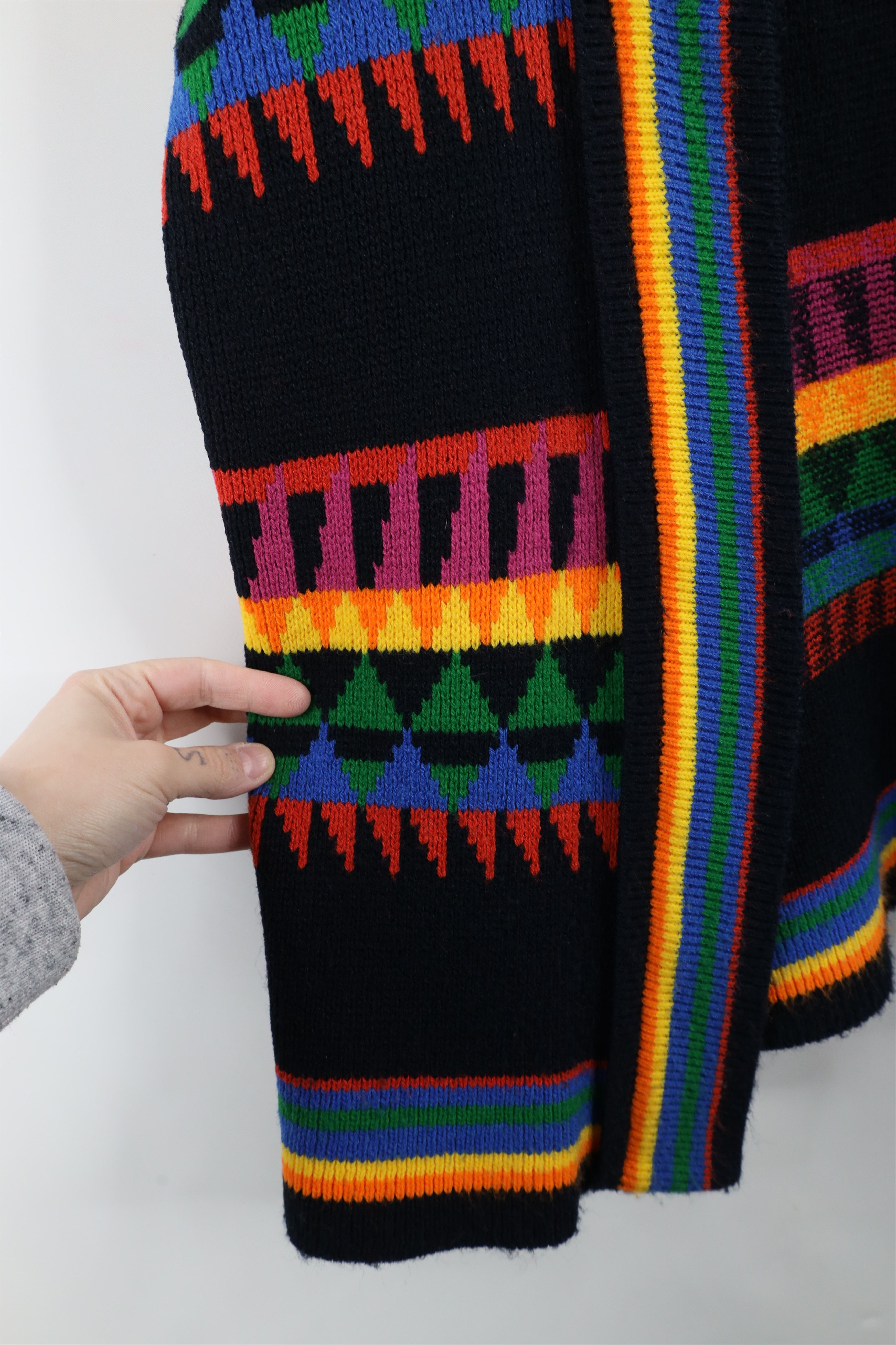 Vintage Vintage 70s Boho Chic Striped Geometric Hooded Sweater Size M / US 6-8 / IT 42-44 - 5 Thumbnail