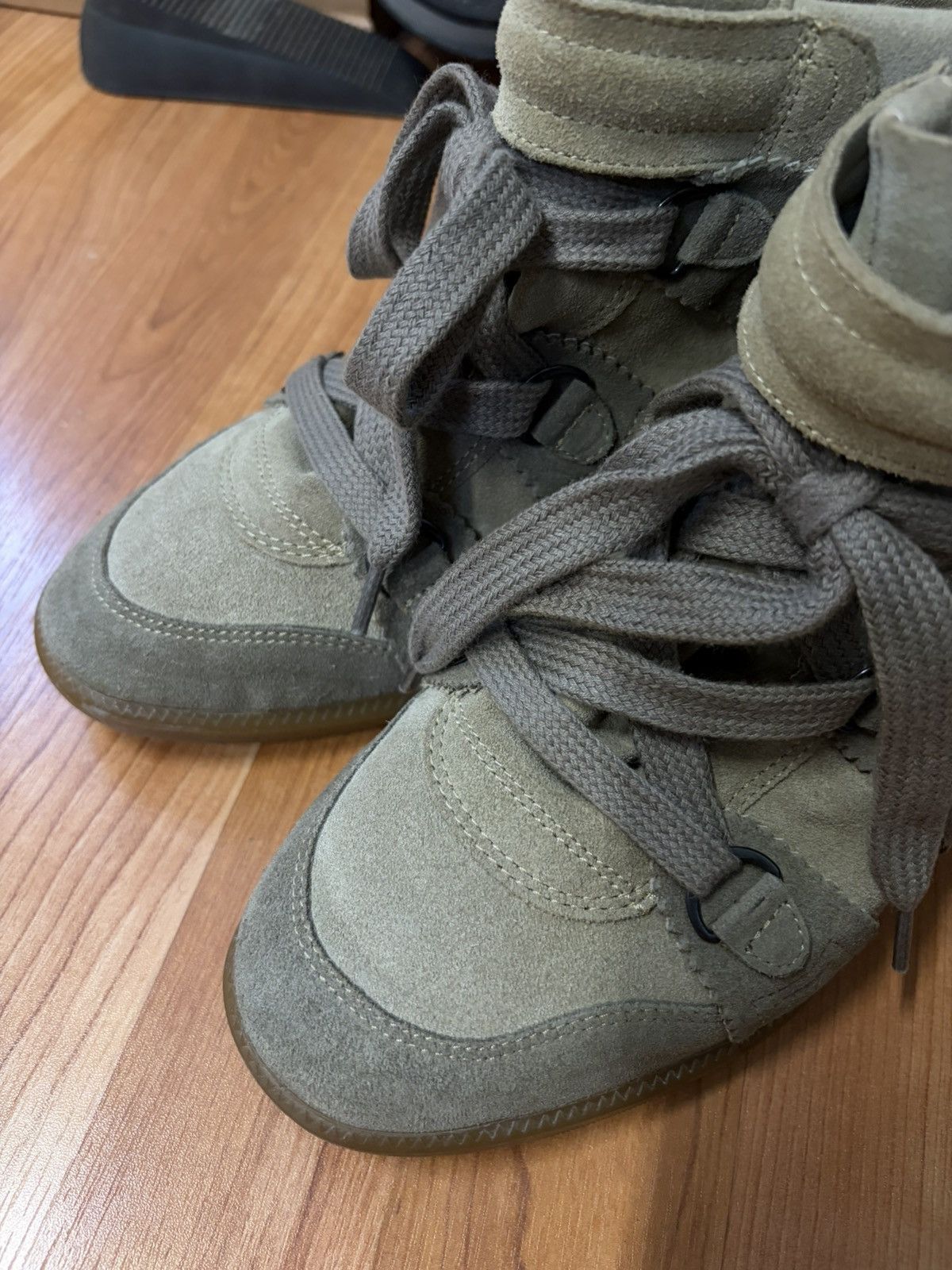Isabel Marant Grey Suede Wedge Heel Sneakers Size US 9 / IT 39 - 4 Thumbnail