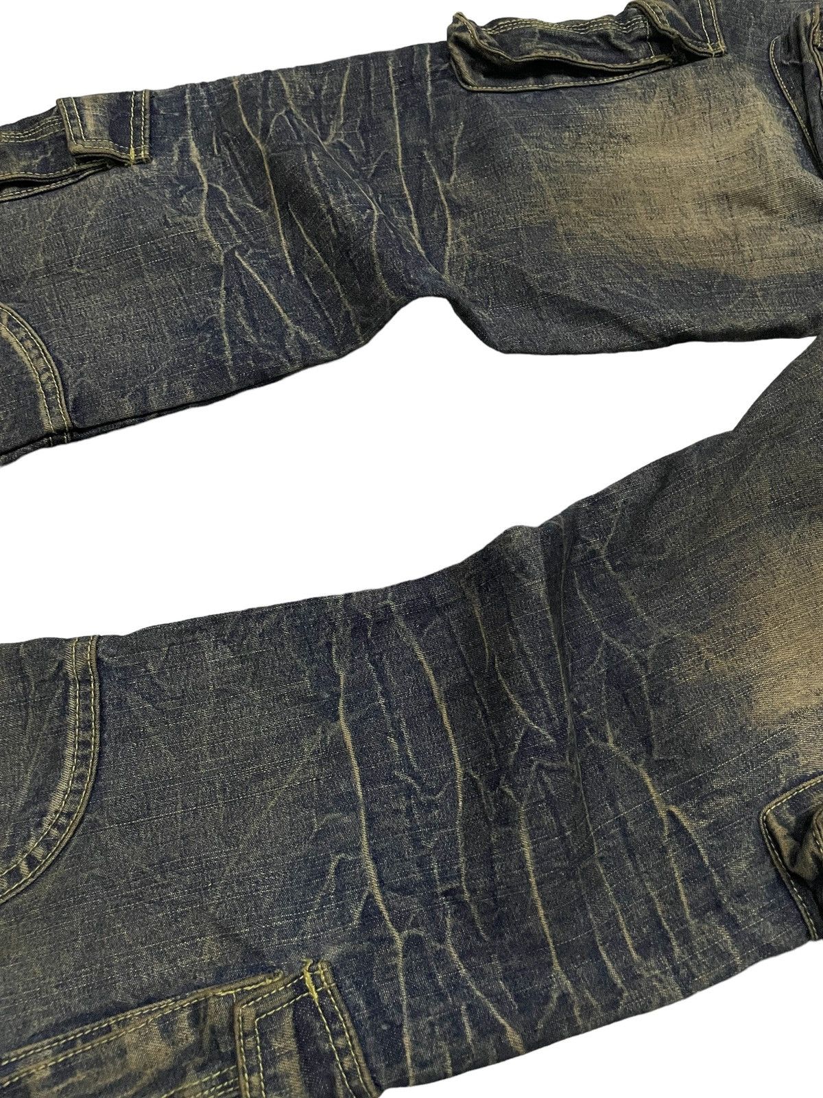 If Six Was Nine × LOWBOX × Le Grande Bleu (L.G.B.) Lowbox Japan Asymmetrical Mud Wash Flared Frayed Cargo Jeans Size US 30 / EU 46 - 16 Thumbnail