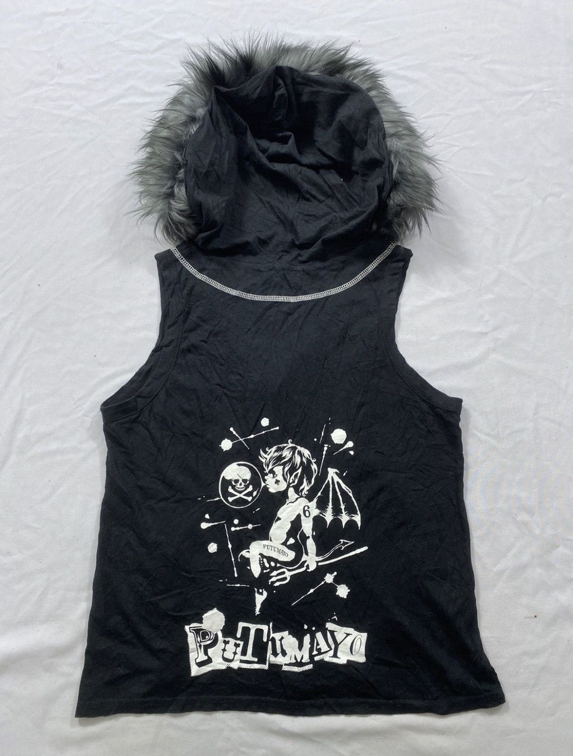 Japanese Brand Gothic skull Putumayo fur hoodie shortsleeve ifsix lgb style Size US S / EU 44-46 / 1 - 2 Thumbnail