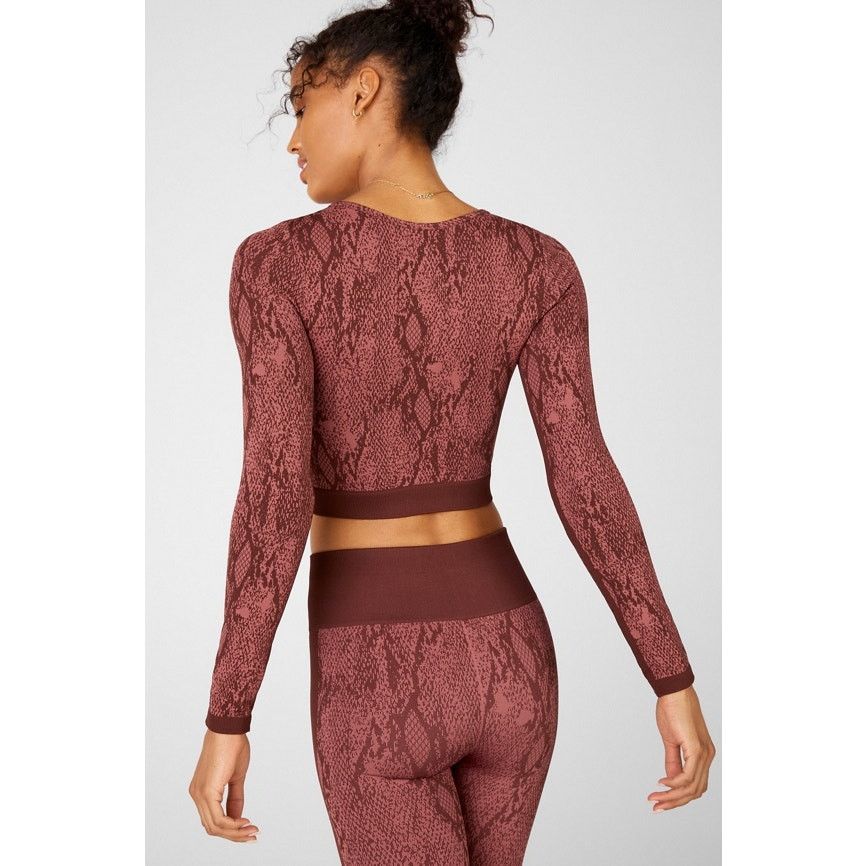Other Fabletics Kamila Seamless Long-Sleeve Top Cherry Mocha L Size L / US 10 / IT 46 - 3 Thumbnail