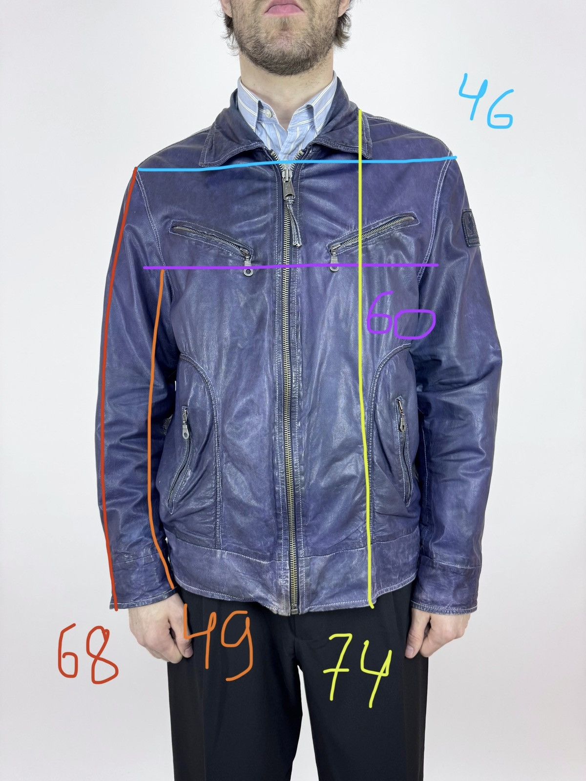 Marlboro Marlboro Classic Leather Jacket Faded Blue Mens Size 2XL Size US XXL / EU 58 / 5 - 14 Thumbnail