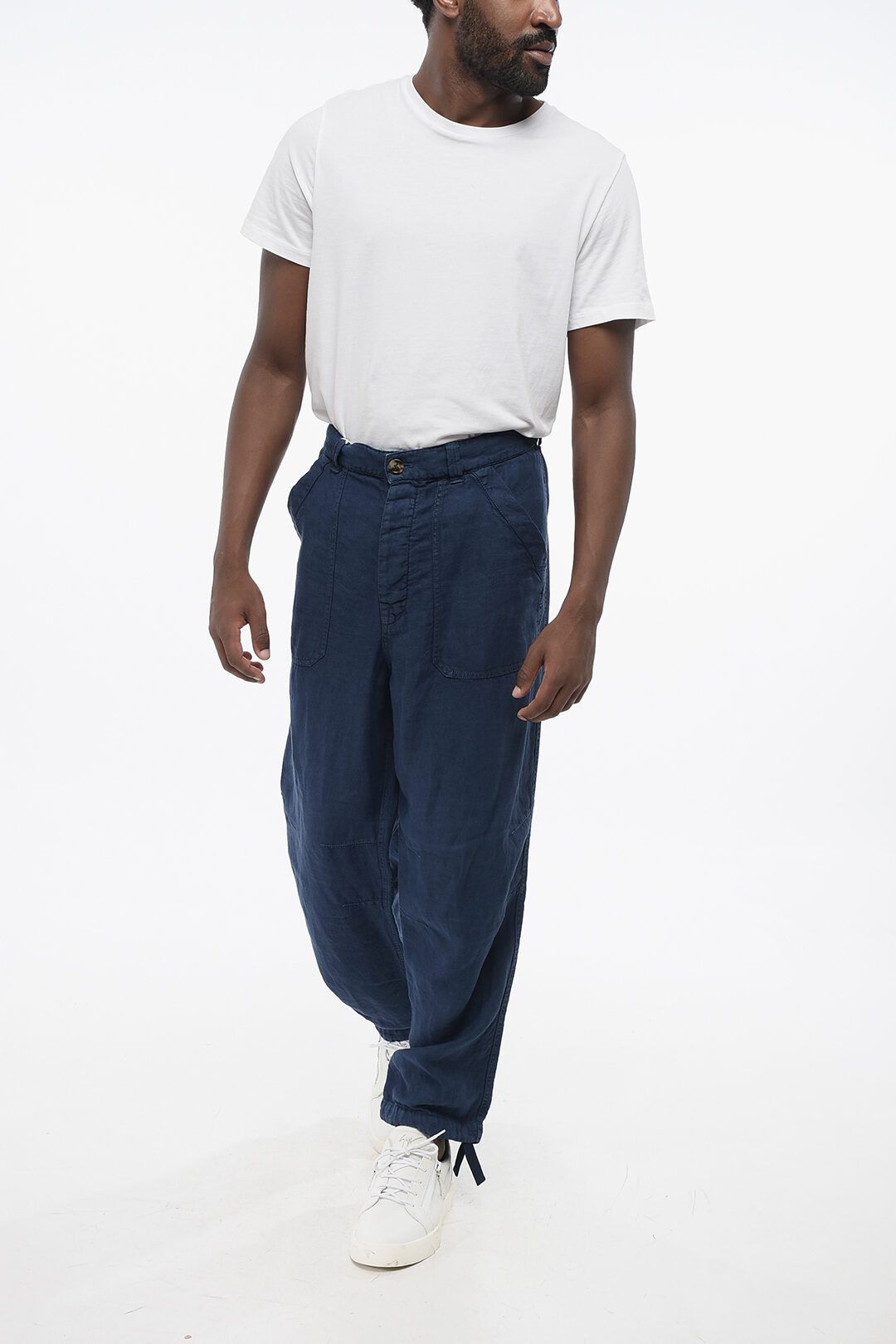 Brunello Cucinelli og1mm0825 4-Pocketed Linen Pant in Blue Size US 40 / EU 56 - 3 Thumbnail