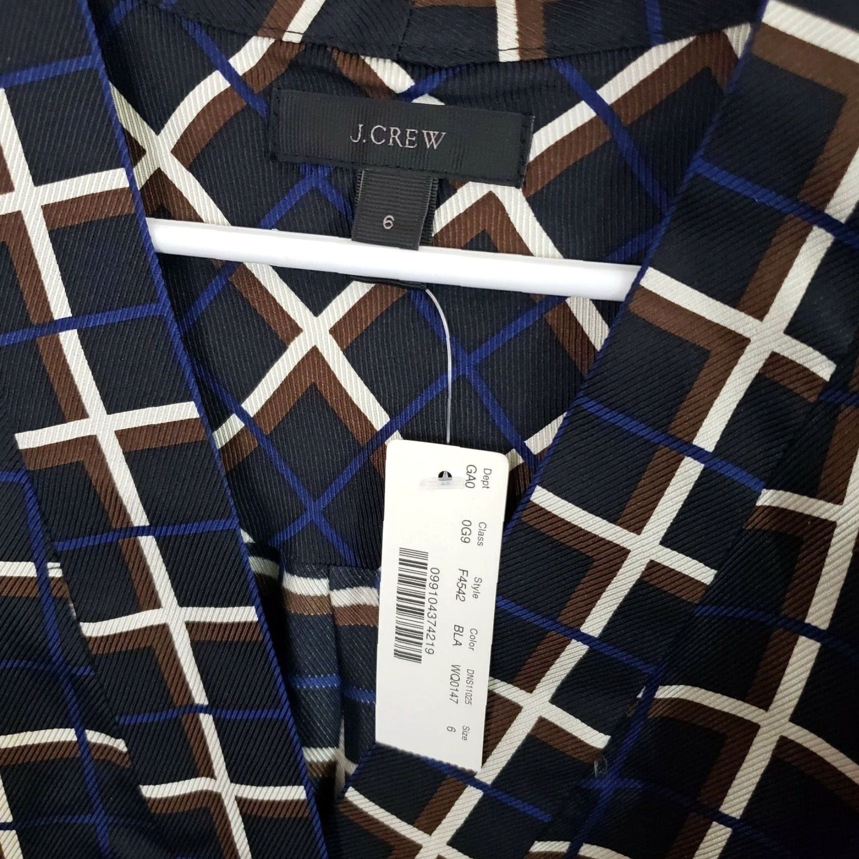 J.Crew J.CREW Womens Silk-twill Top Windowpane Sz 6 Black Sleeveless V-Neck Blouse Size M / US 6-8 / IT 42-44 - 4 Thumbnail