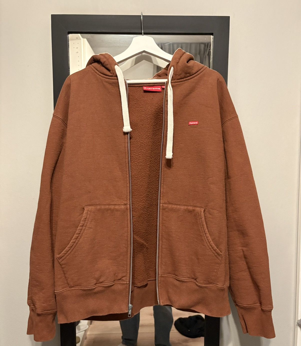 Supreme small box drawcord zip up hooded sweatshirt (M) - www 