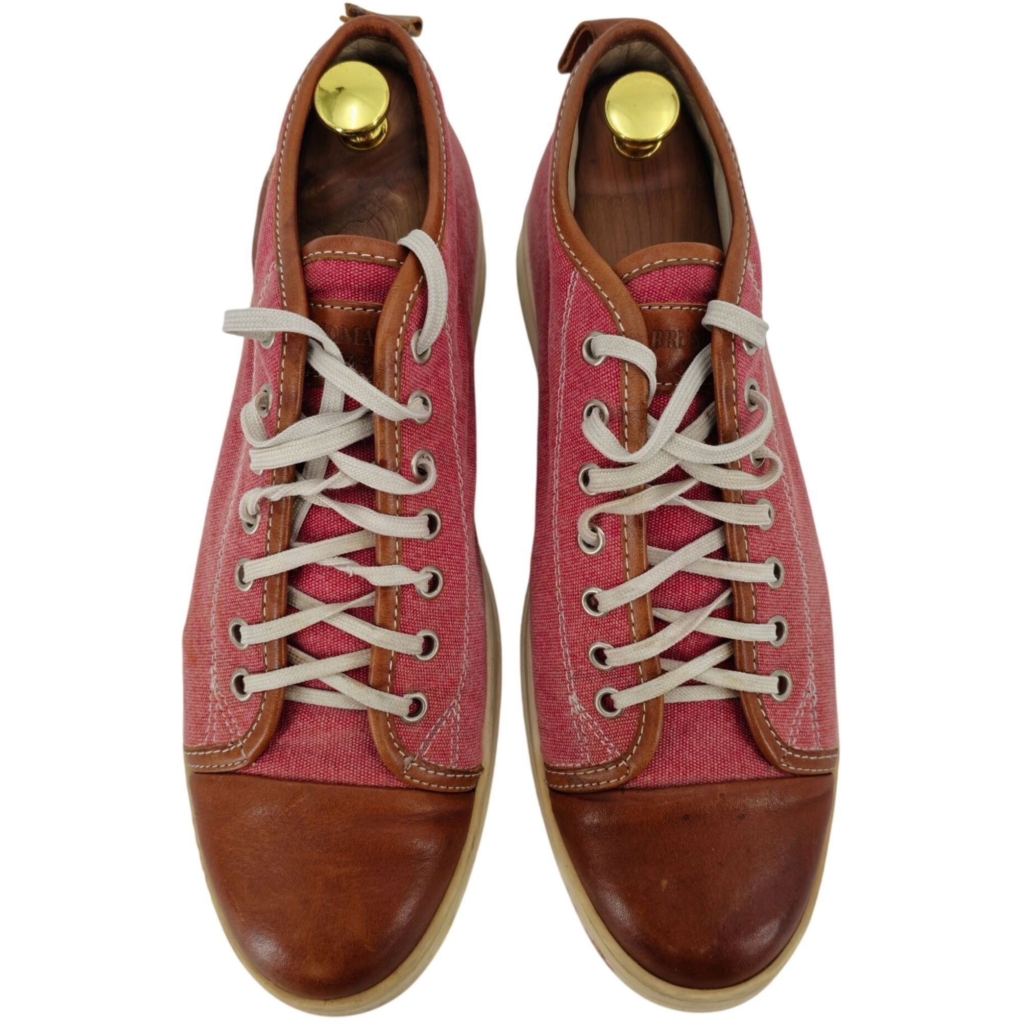 Bruno Magli Bruno Magli Italy Burgundy Brown Canvas Leather Mid Sneakers Size US 7 / EU 40 - 13 Thumbnail