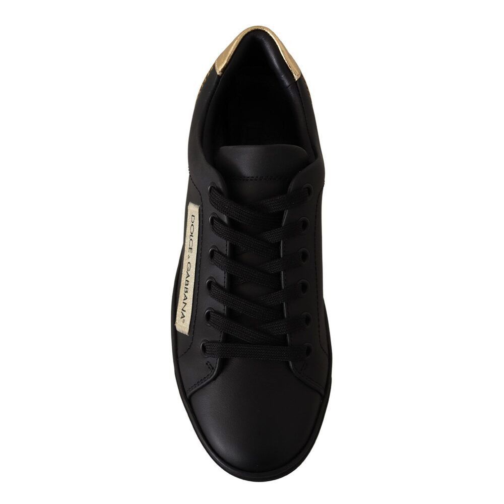 Dolce & Gabbana Dolce & Gabbana Chic Black and Gold Low-top Leather Sneakers Size US 6 / IT 36 - 2 Thumbnail